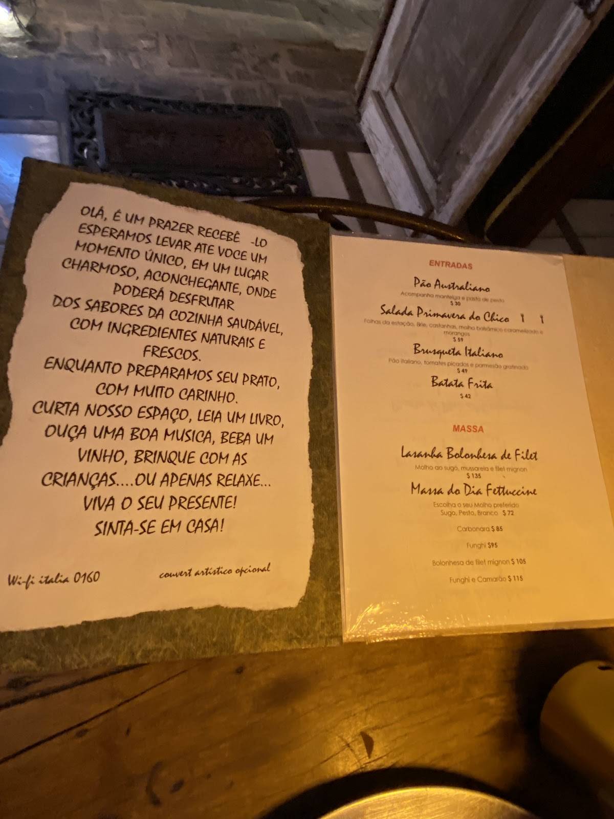 Francisco Risoteria cardápio