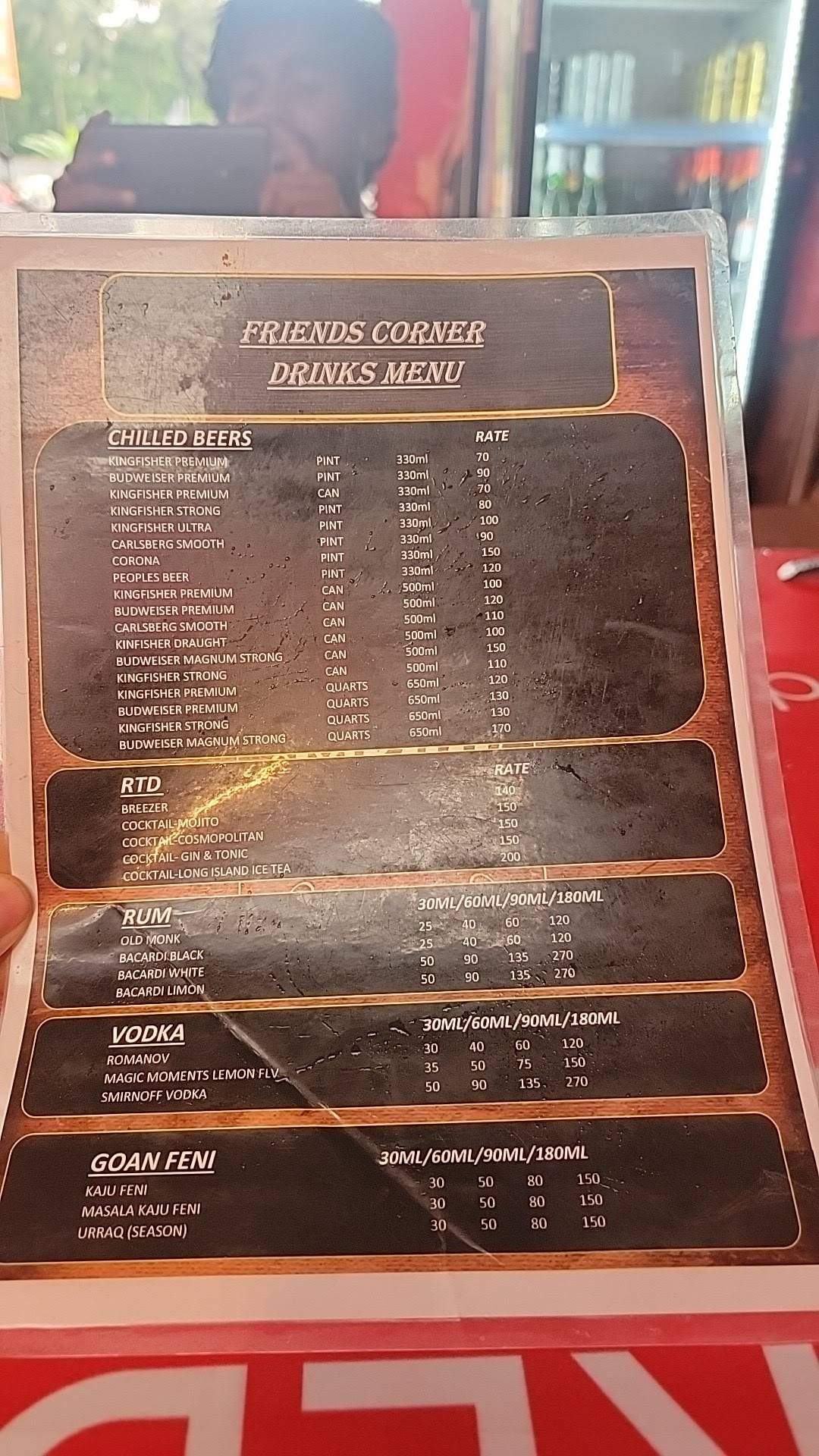 Friends Corner Family Bar & Restaurant menu