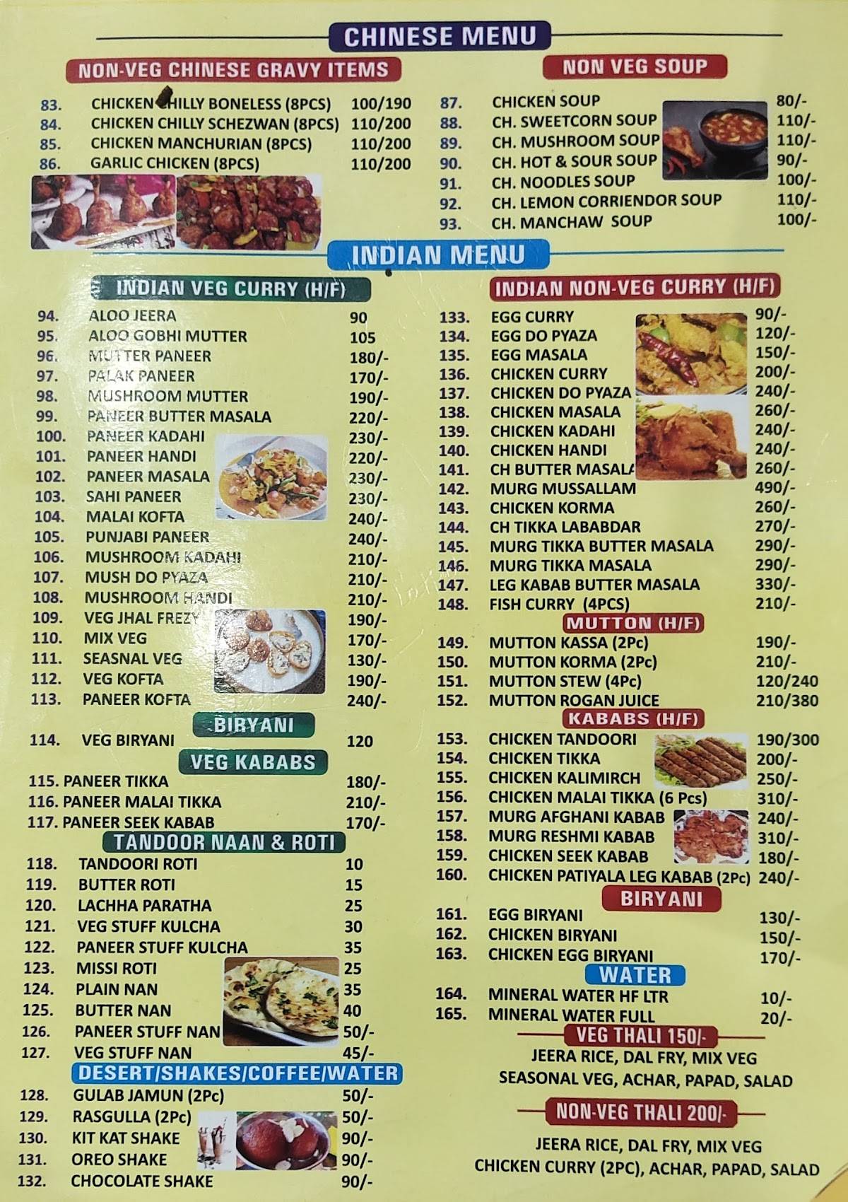 Fry & Dry menu
