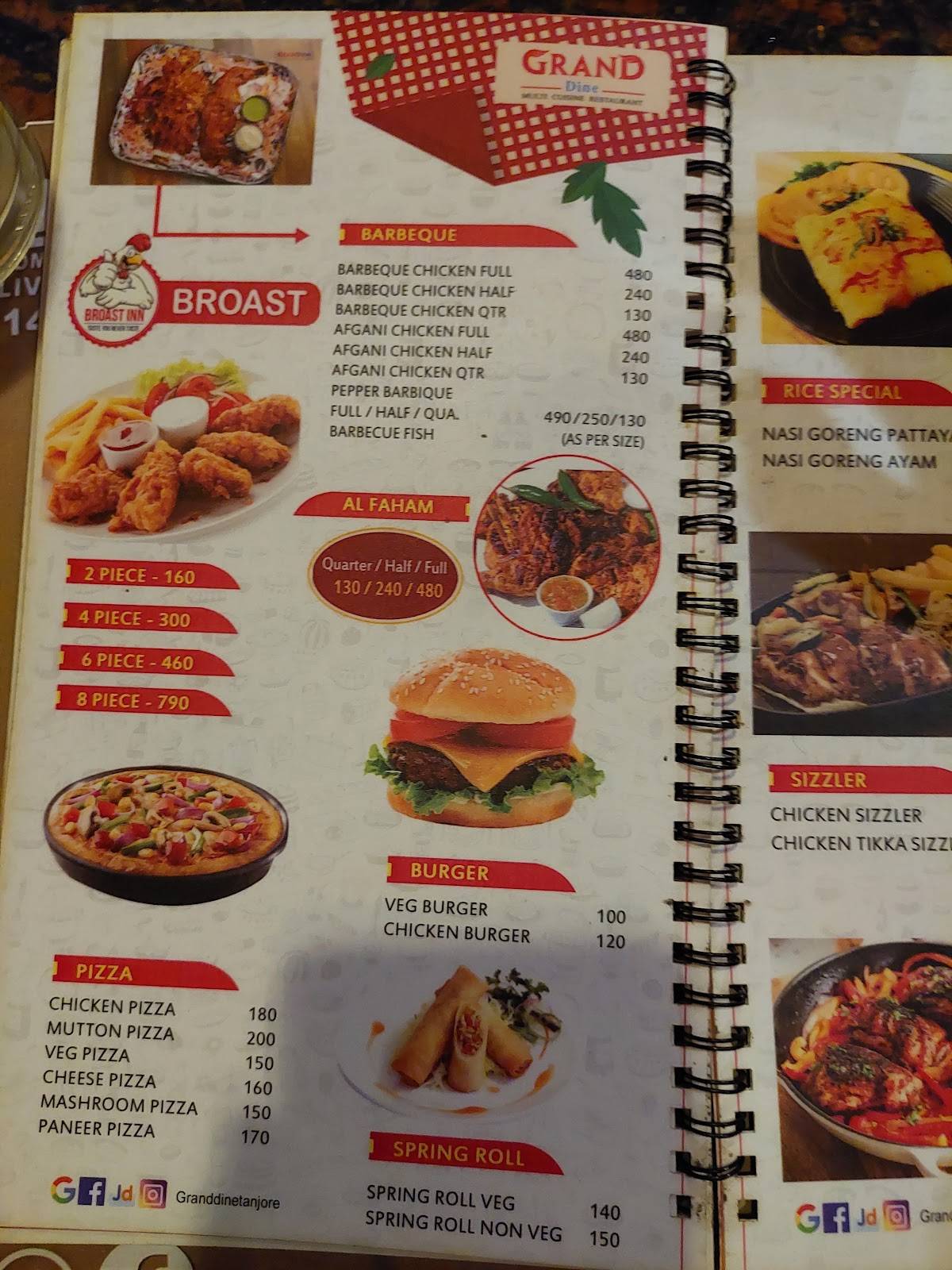 GRAND DINE Multi Cuisine Restaurant menu