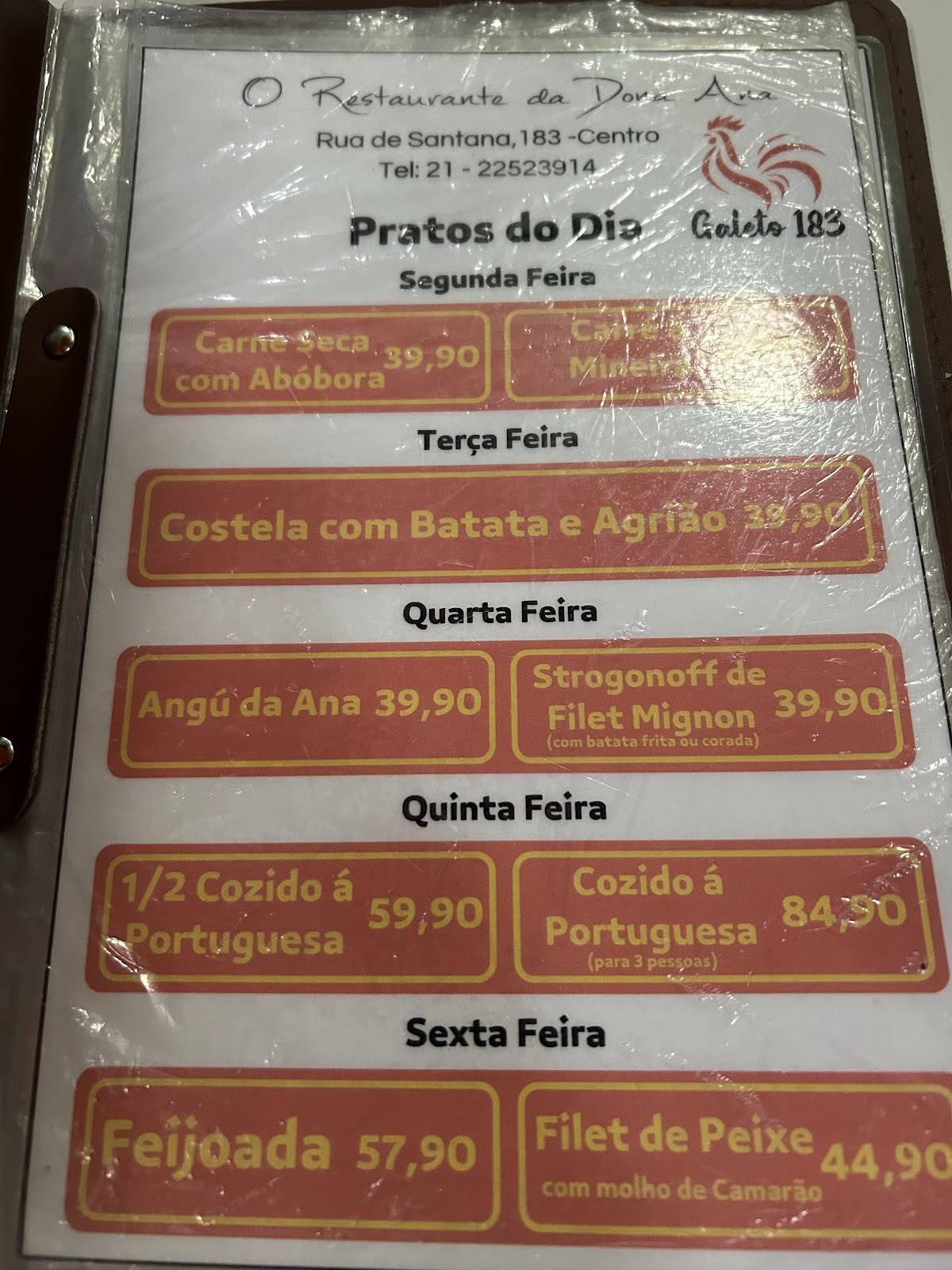 Galeto 183 cardápio