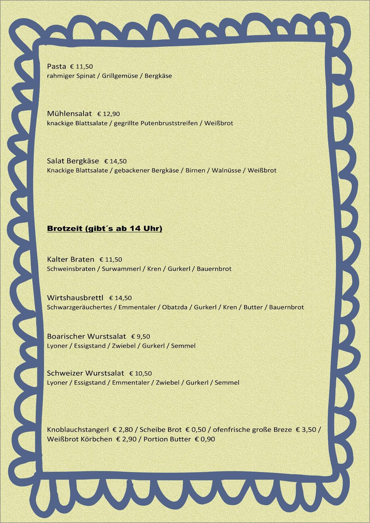 Speisekarte von Gasthof zur Mühle restaurant, Bayerbach