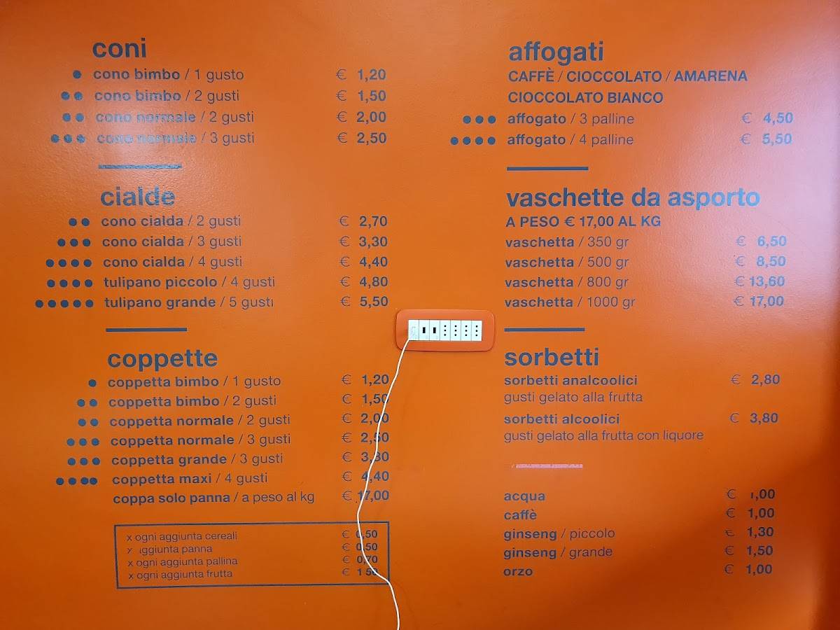 Menu di Gelato Pazzo 