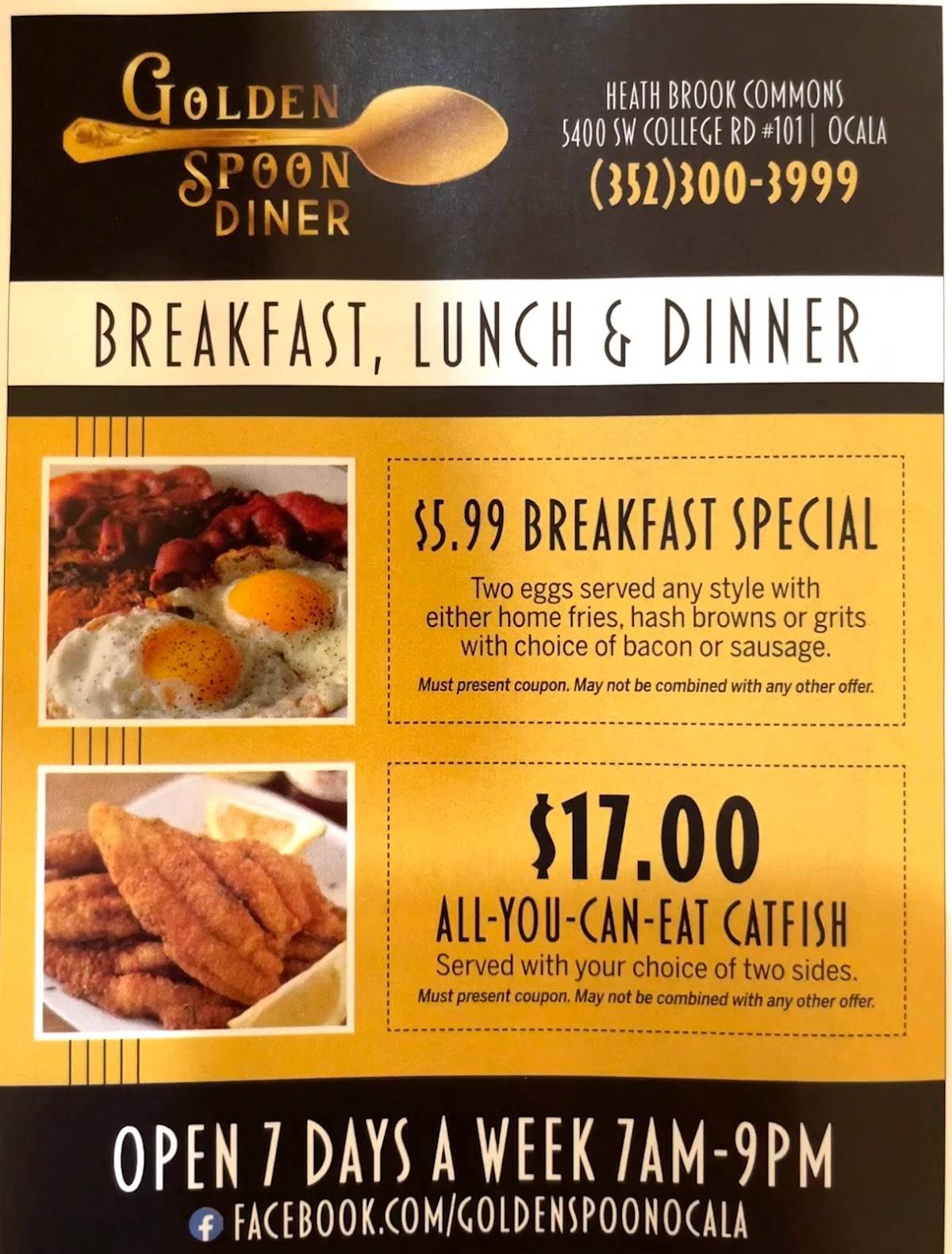 Menu at Golden Spoon Diner restaurant, Ocala