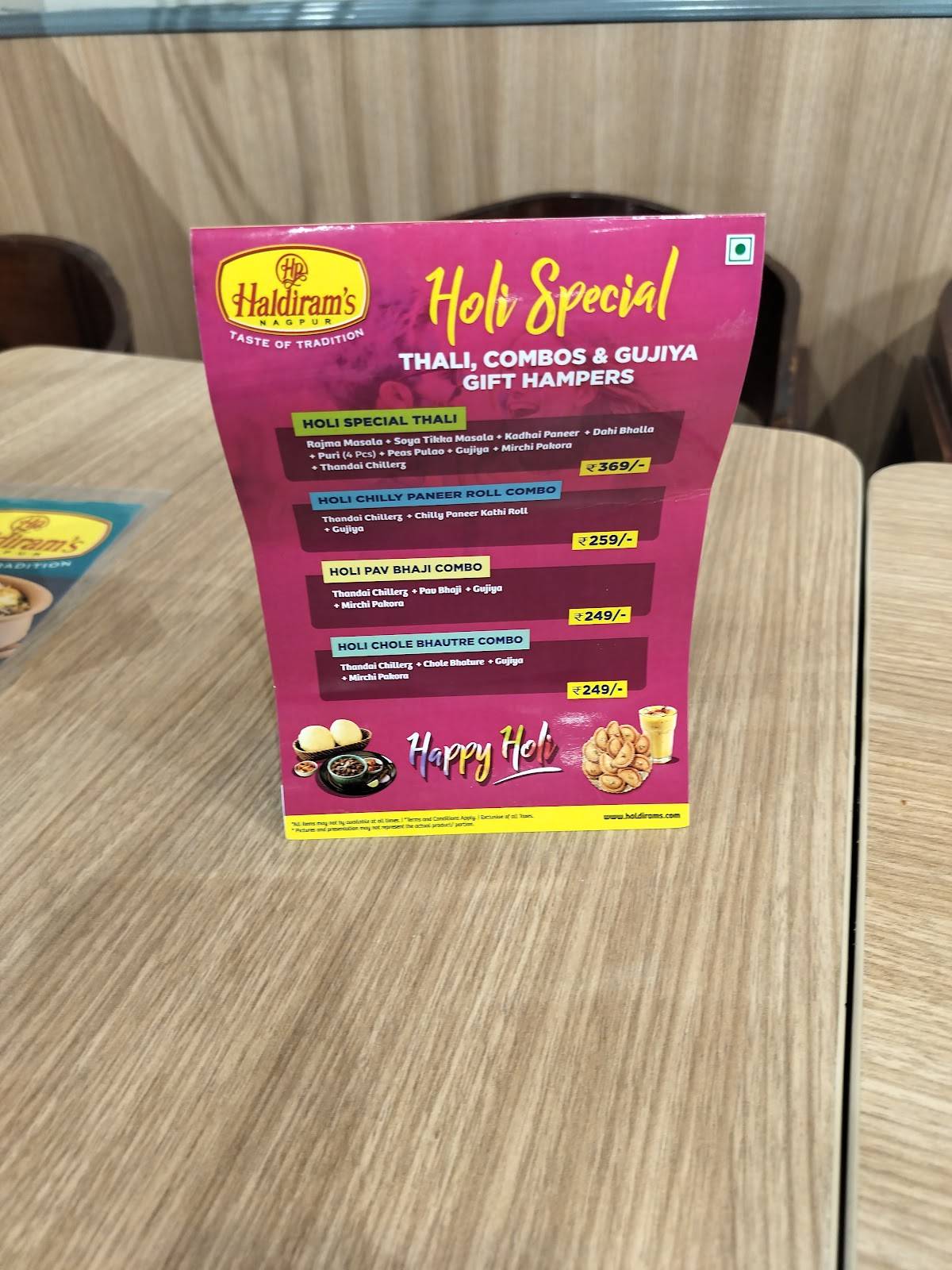 Haldiram's menu