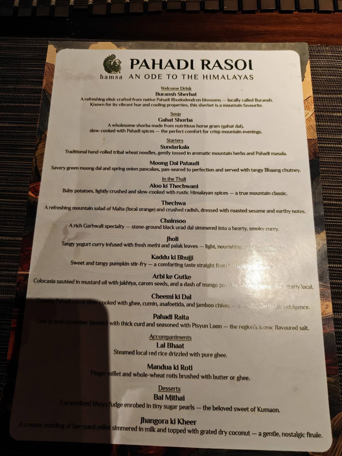 Hamsa menu