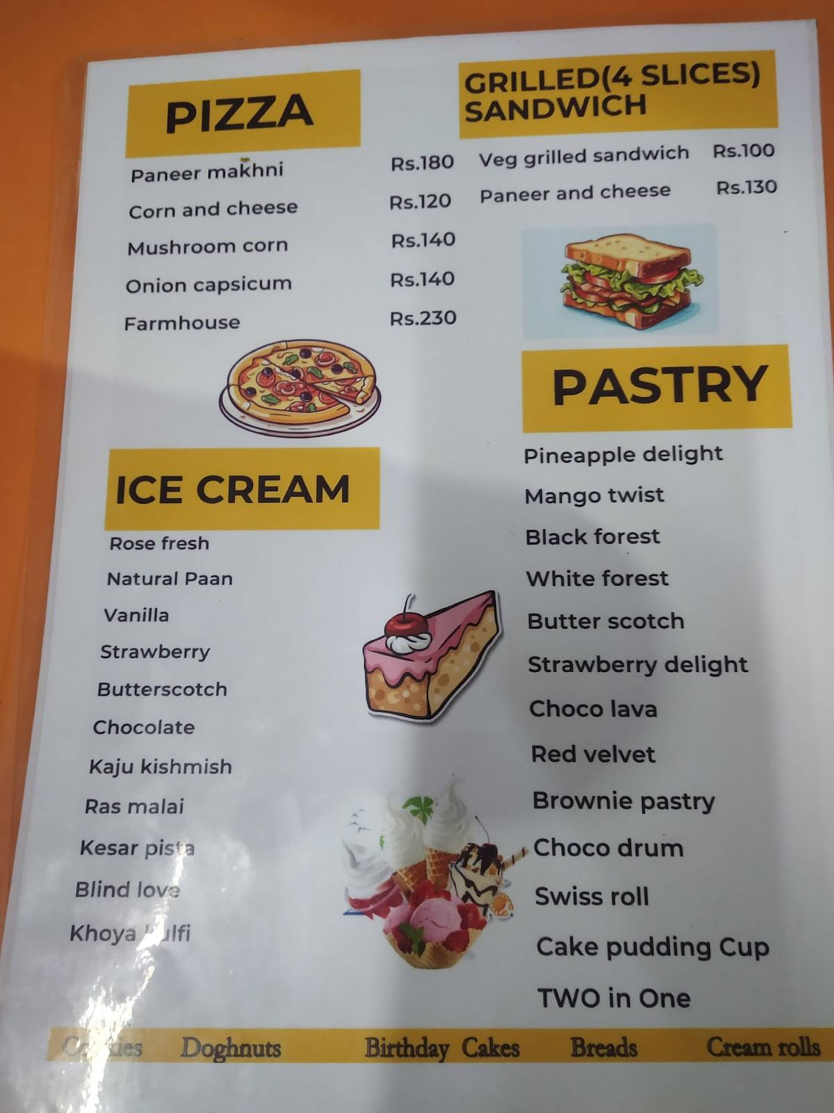 Himalaya Bakers menu