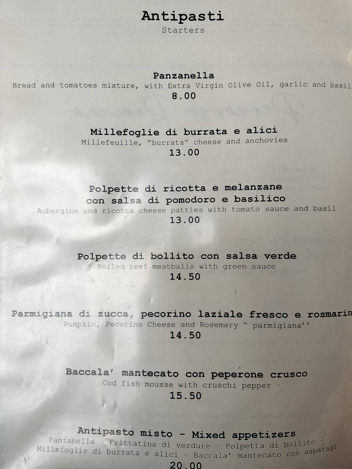Menu di Hosteria Grappolo D'Oro 