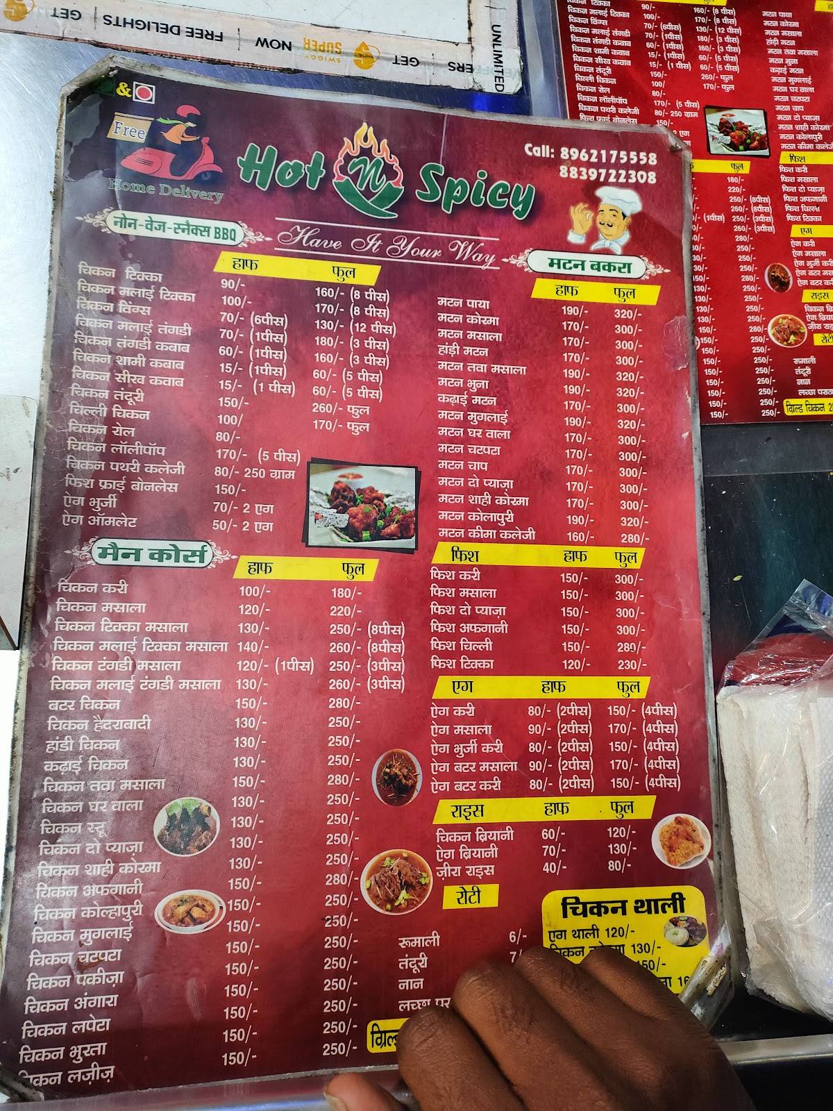 Chilli and total cilli menu