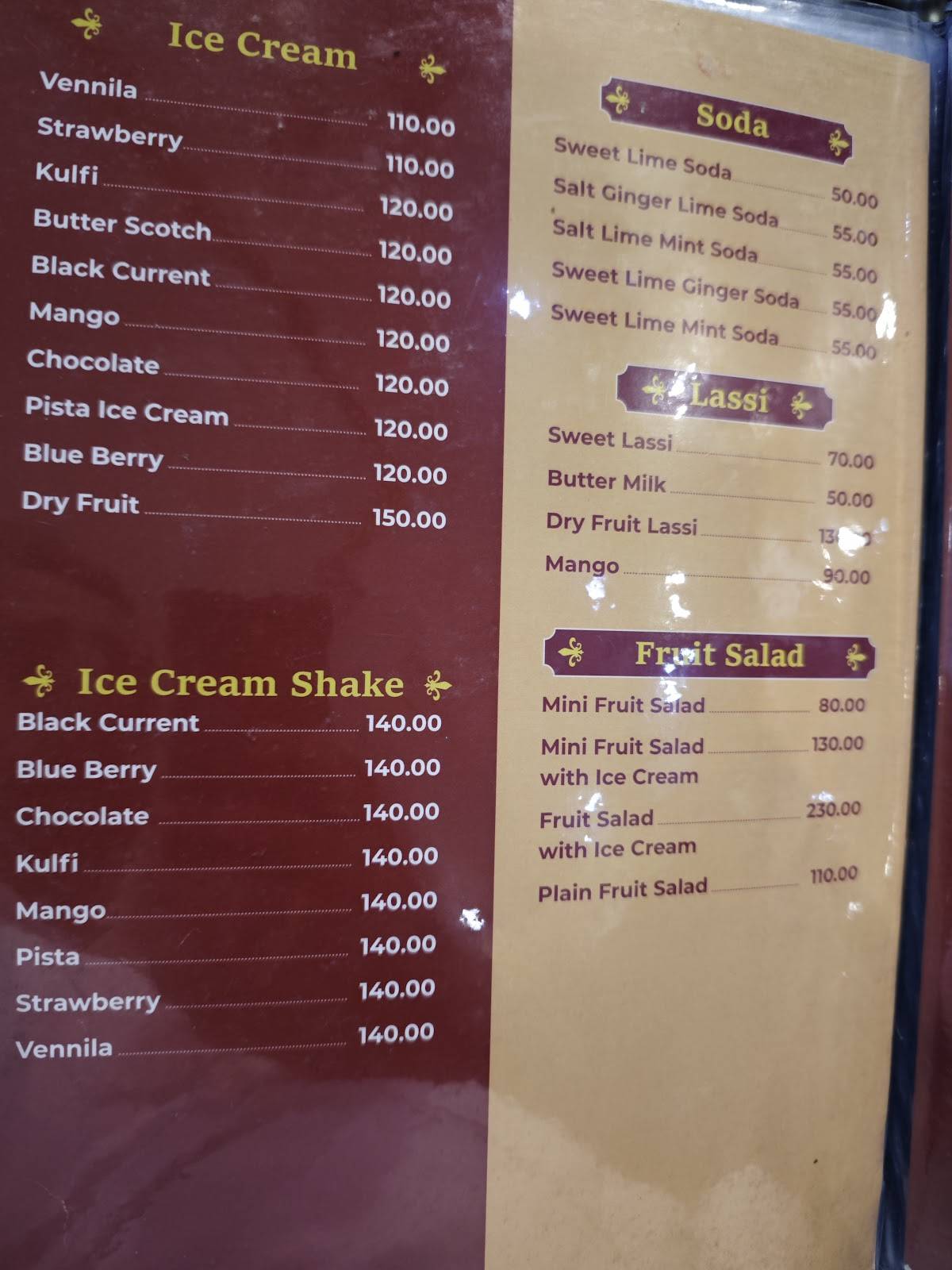 Hotel Mangalam Hosur menu