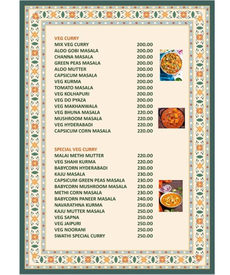 Hotel Swathi menu