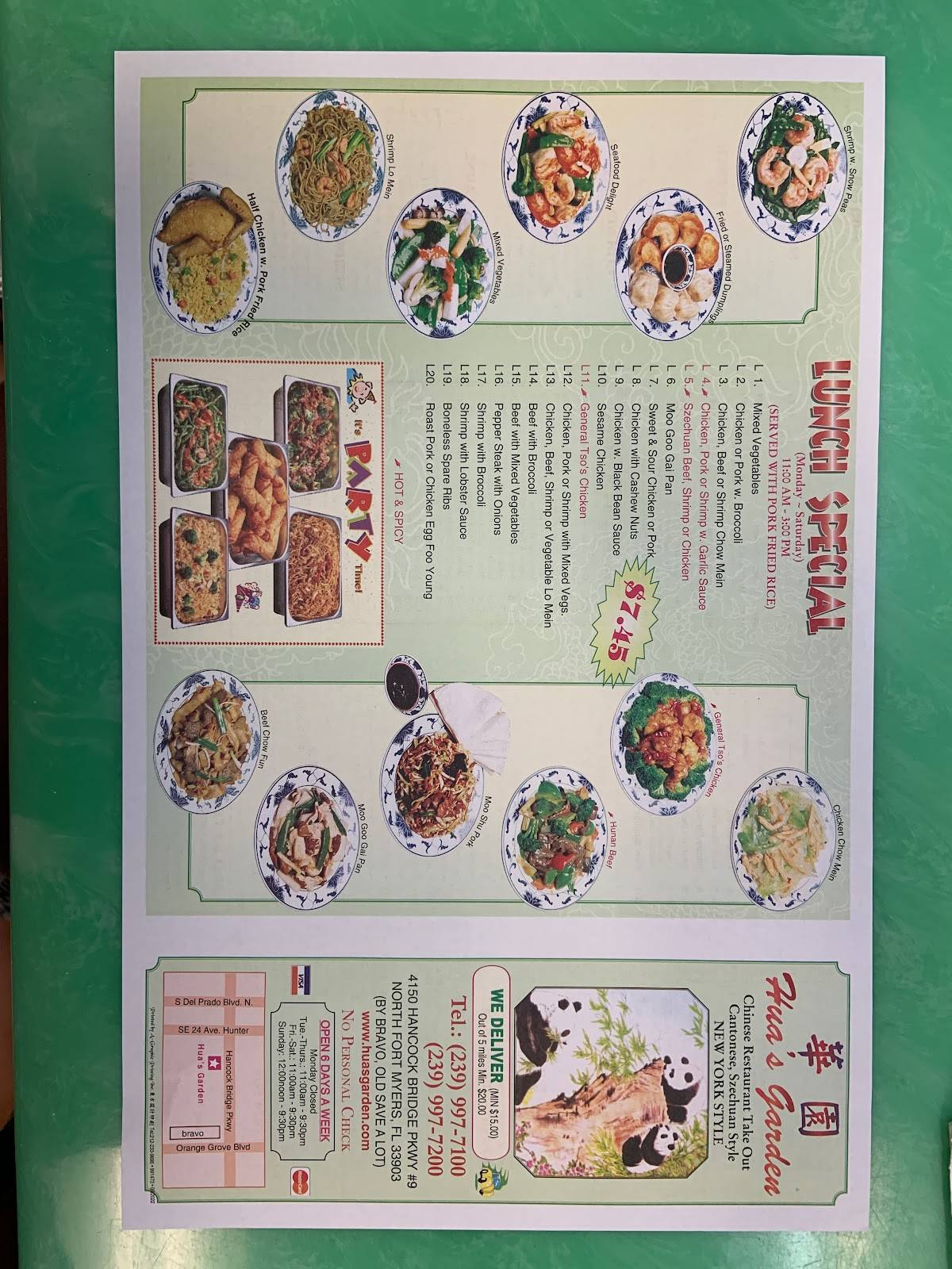 Menu at Huas Garden Chinese Restaurant, Fort Myers