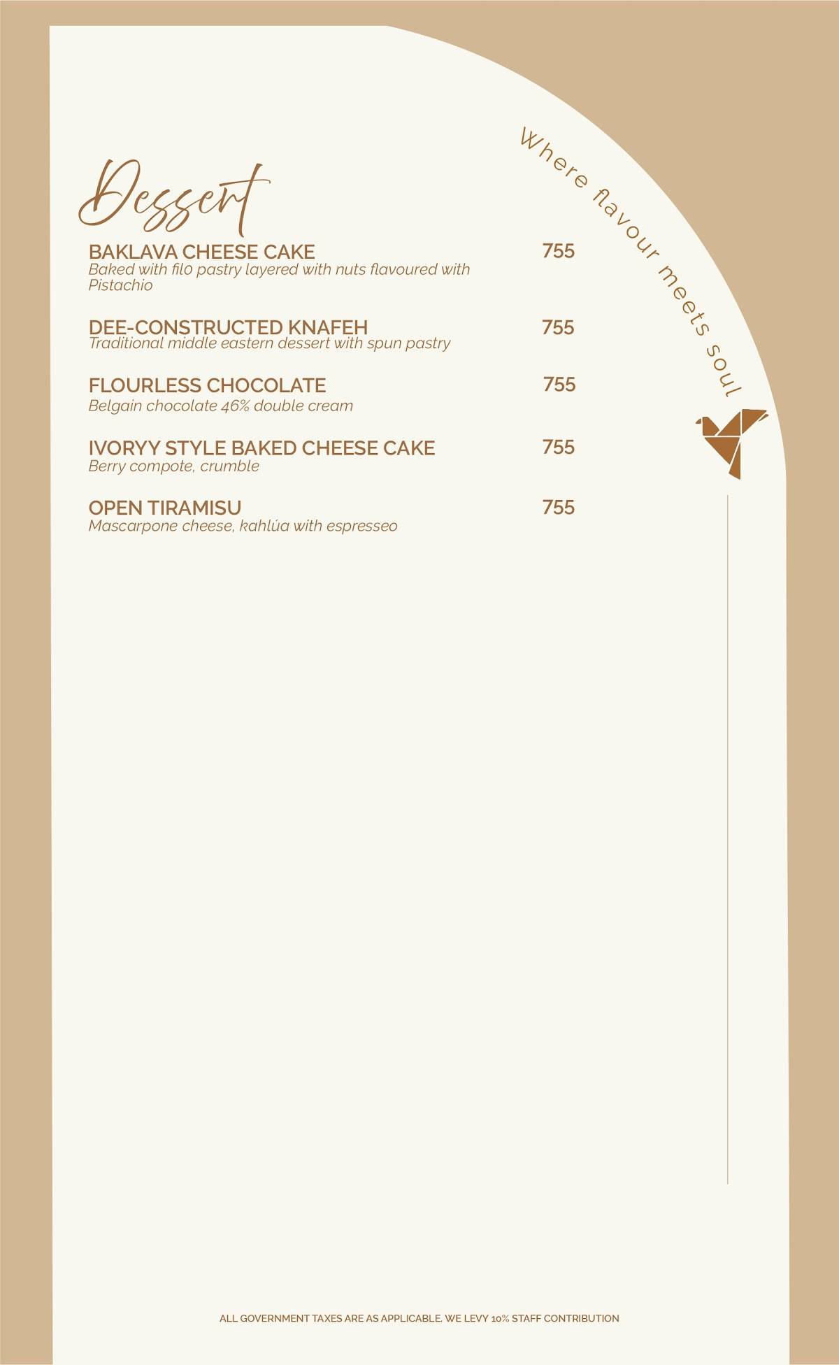 Ivoryy.Delhi menu