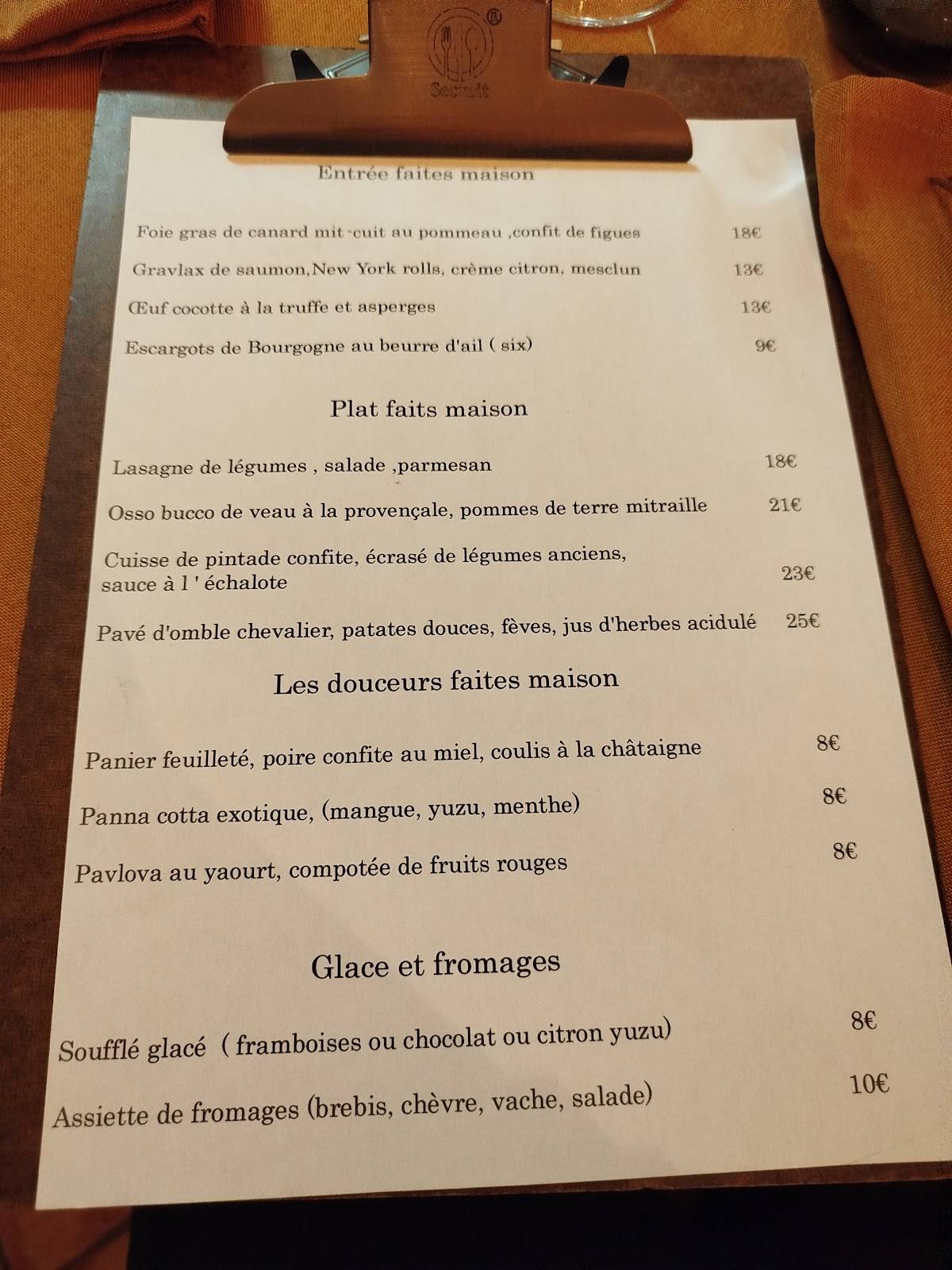Menu de Jeanot