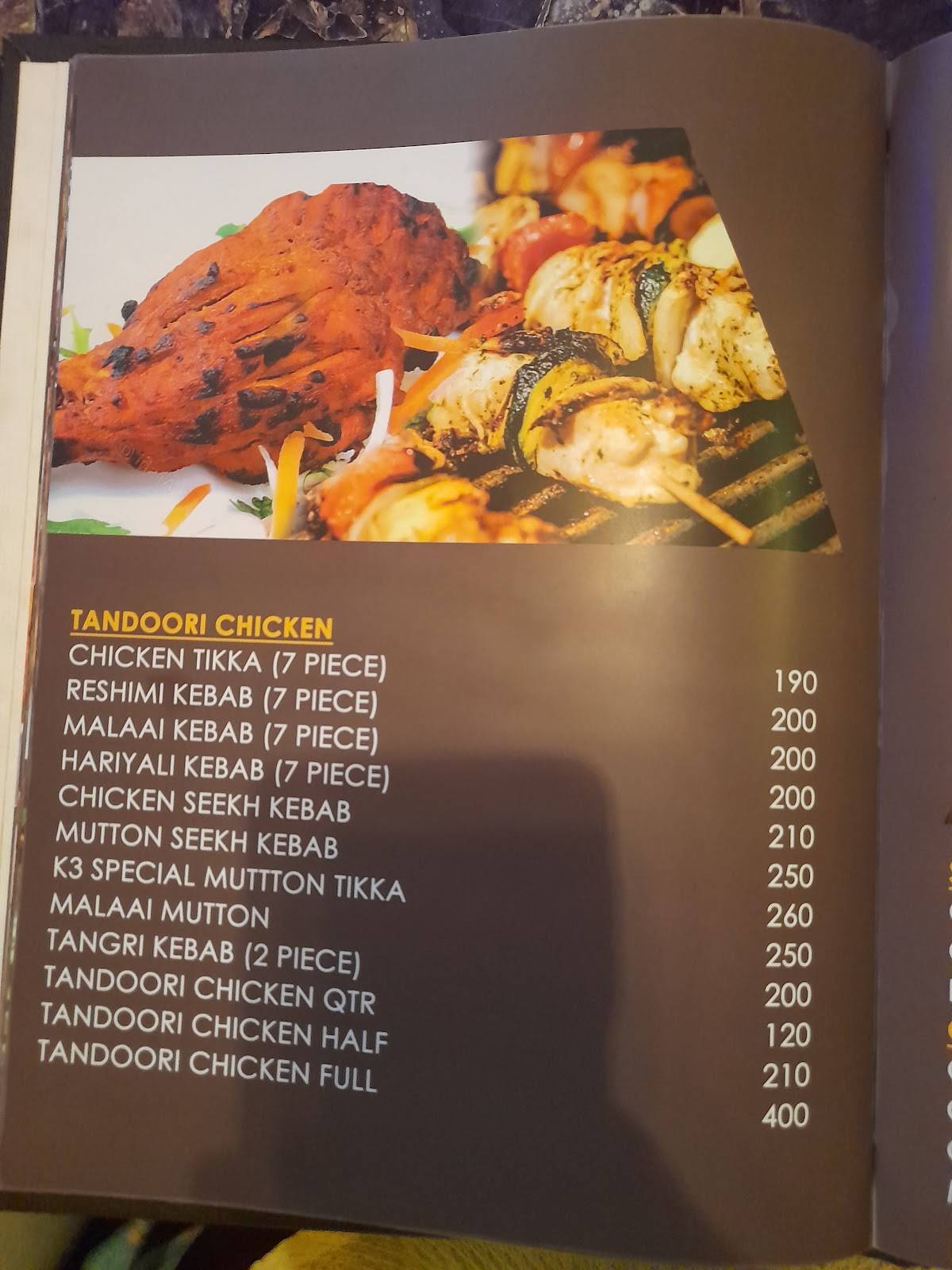 K3 Restaurant menu