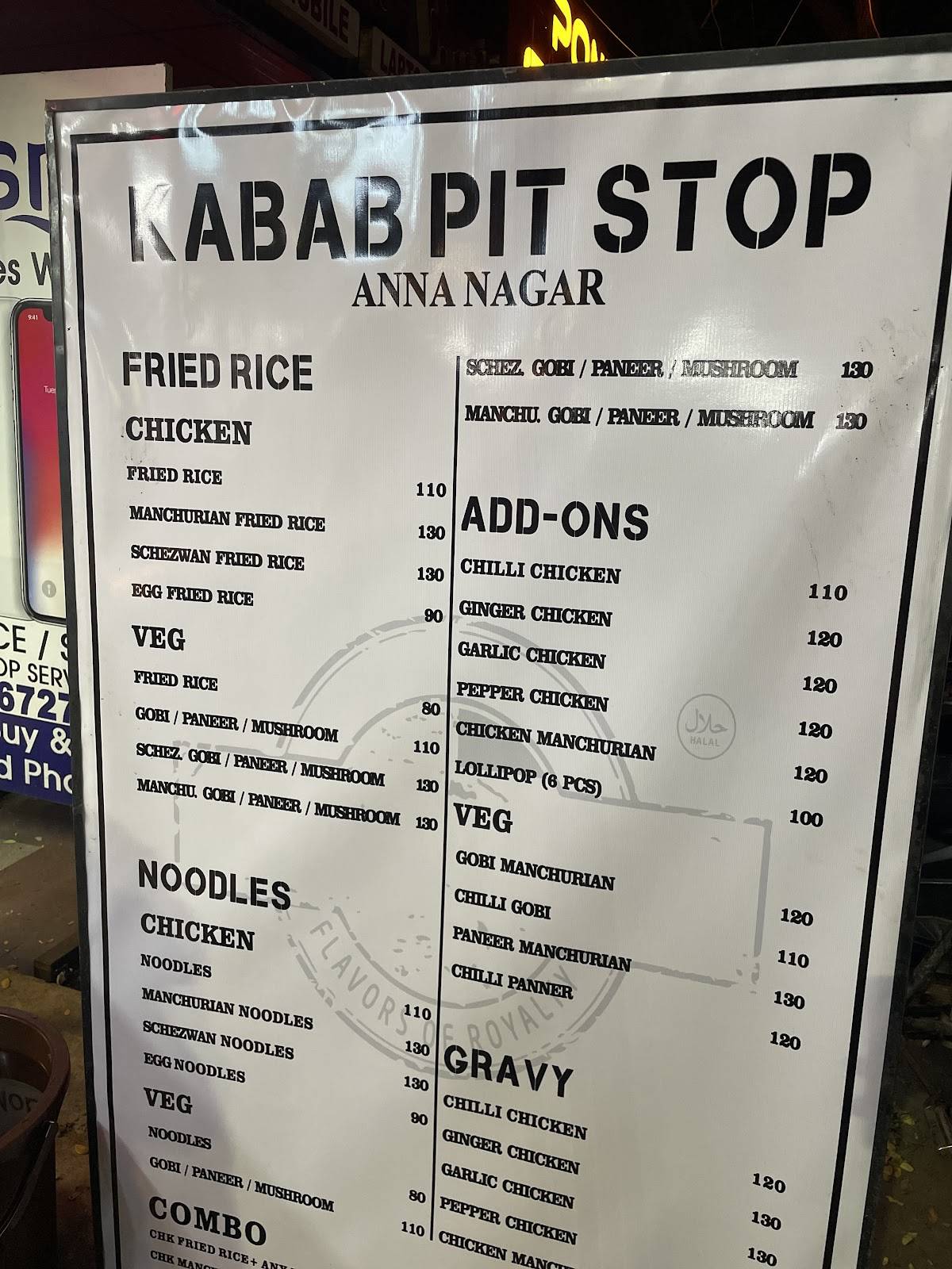 KABAB PIT STOP menu