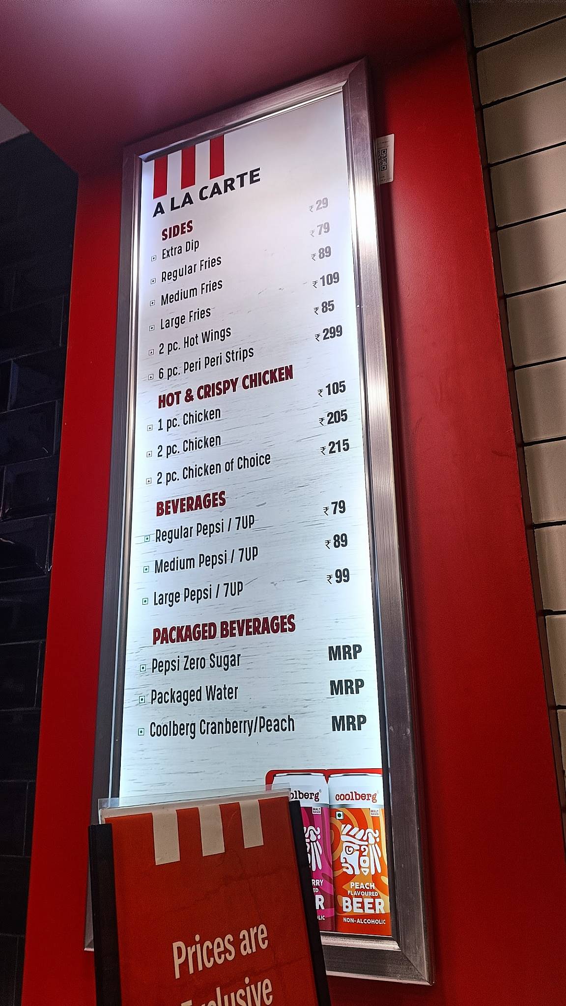 KFC menu