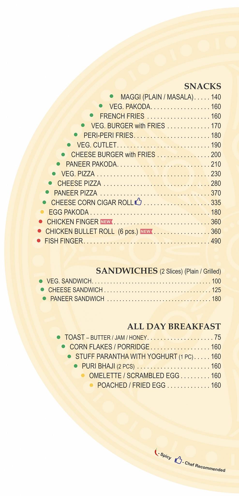 Kalinga Restaurant menu