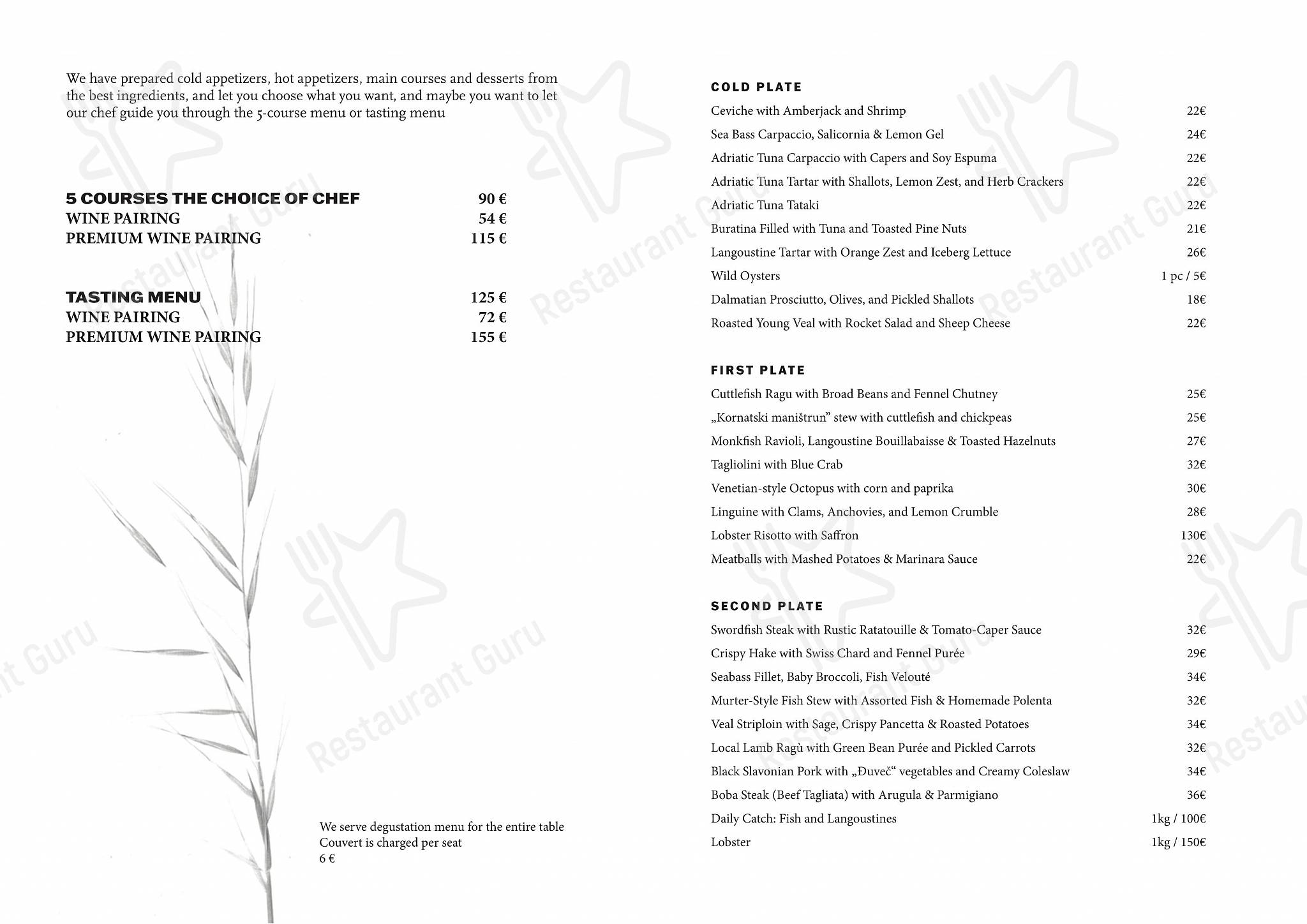 Menu di Konoba Boba 