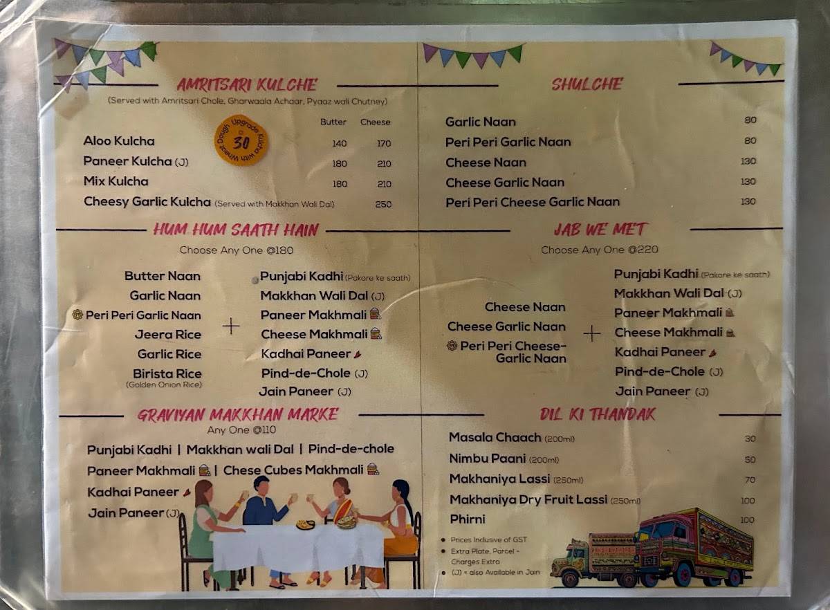 Kulche Shulche menu