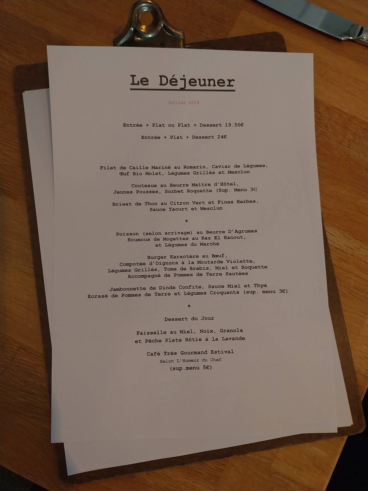 Menu de L'eden Cuisine De Karactère