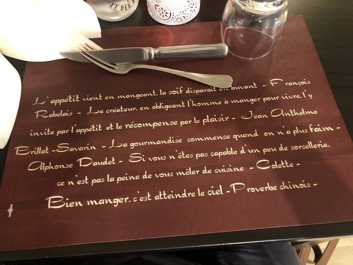 Menu au La Bonne Adresse restaurant, Châteaudun