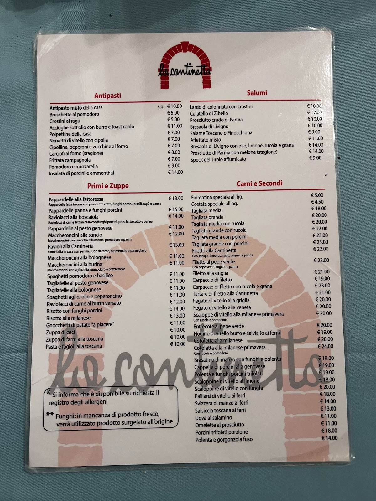 Menu di La Cantinetta 