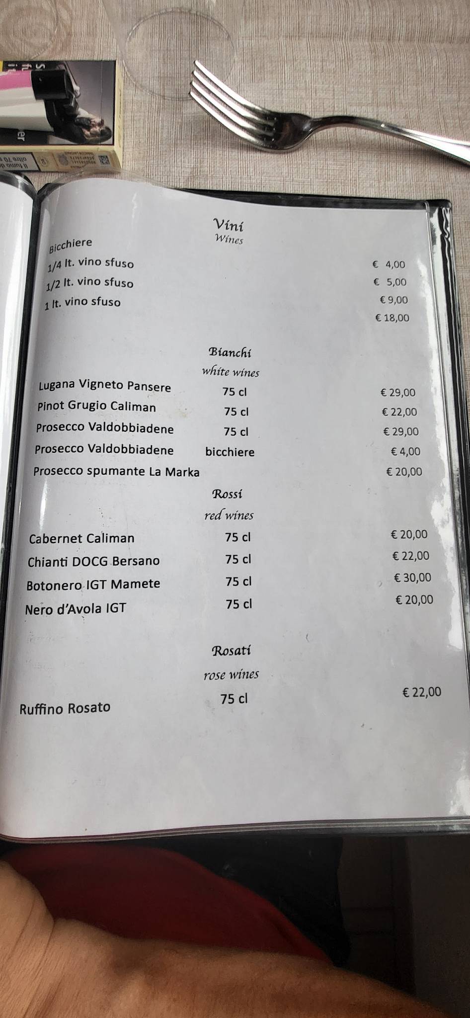 Menu di La Fontana Ristorante Pizzeria 