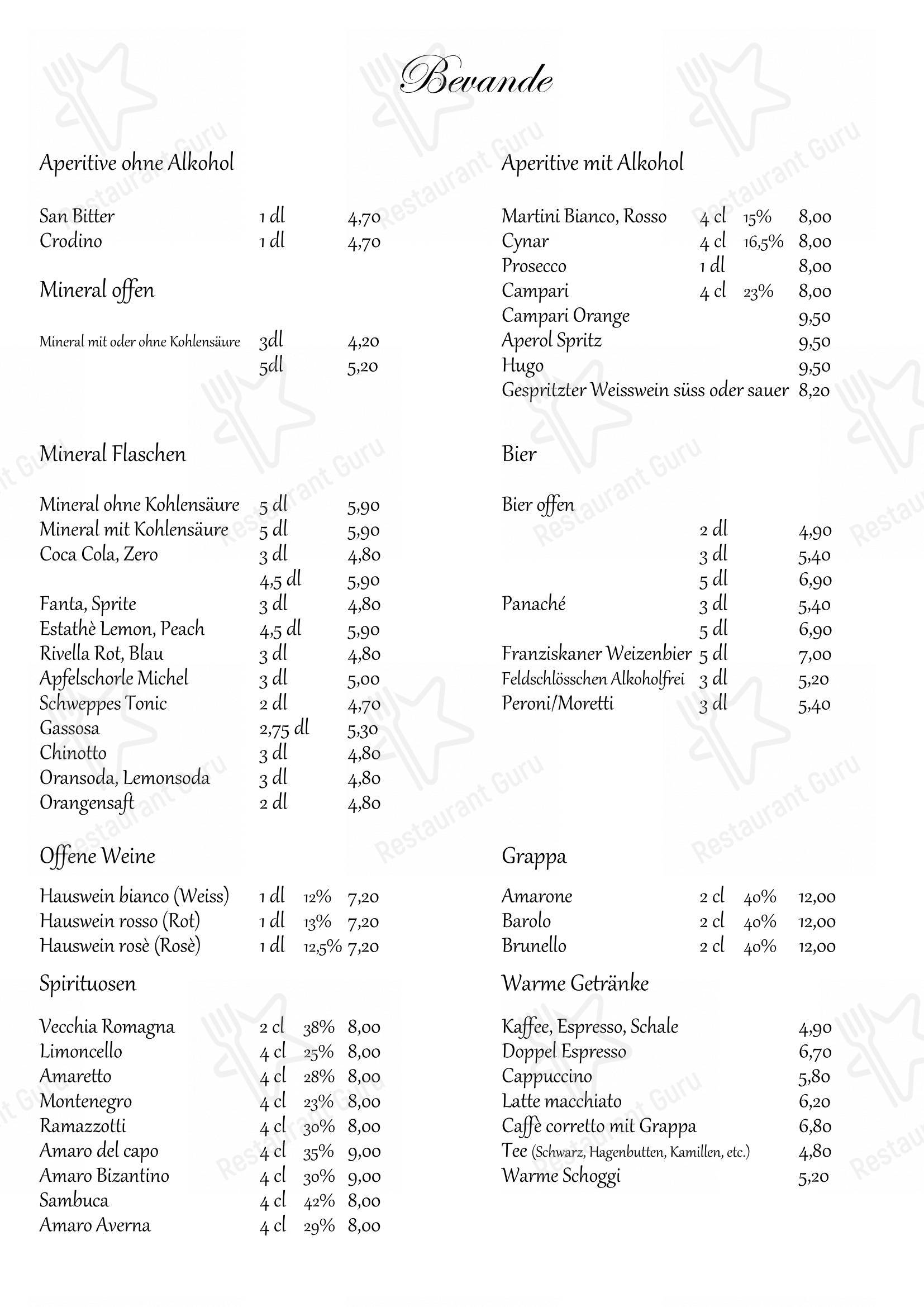 Menu per Restaurant La Fonte pizzeria