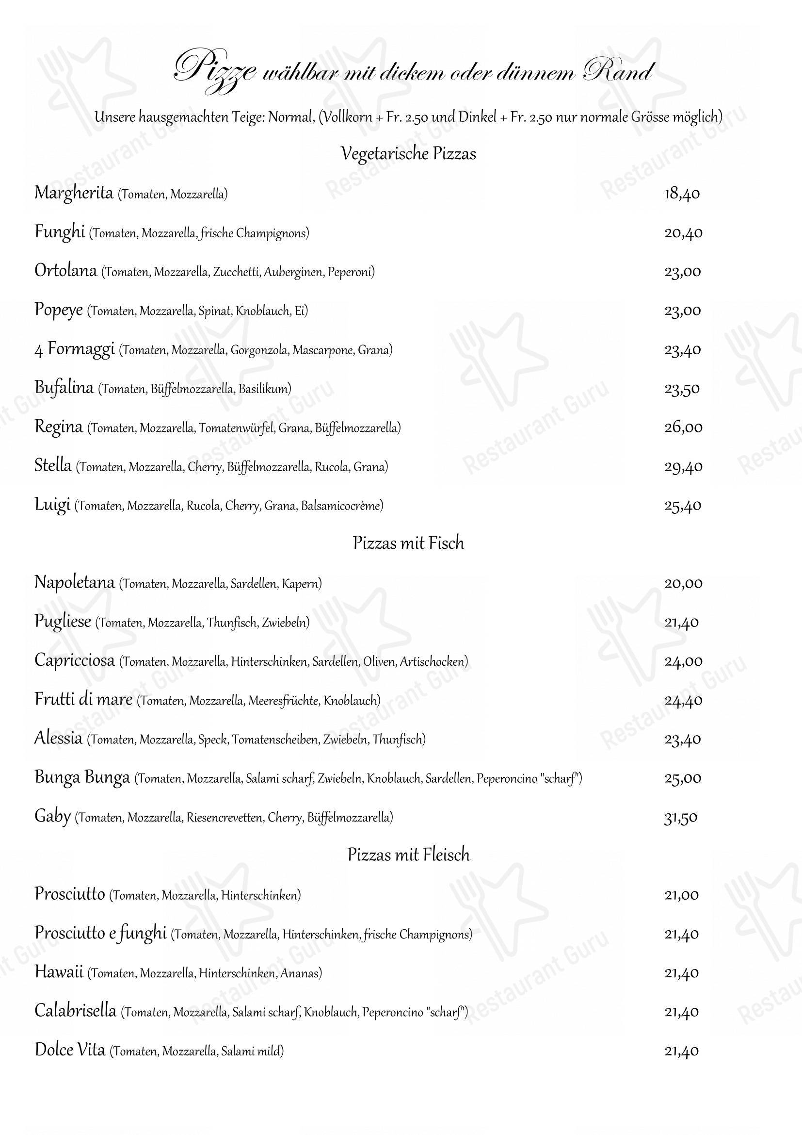 Menu per Restaurant La Fonte pizzeria