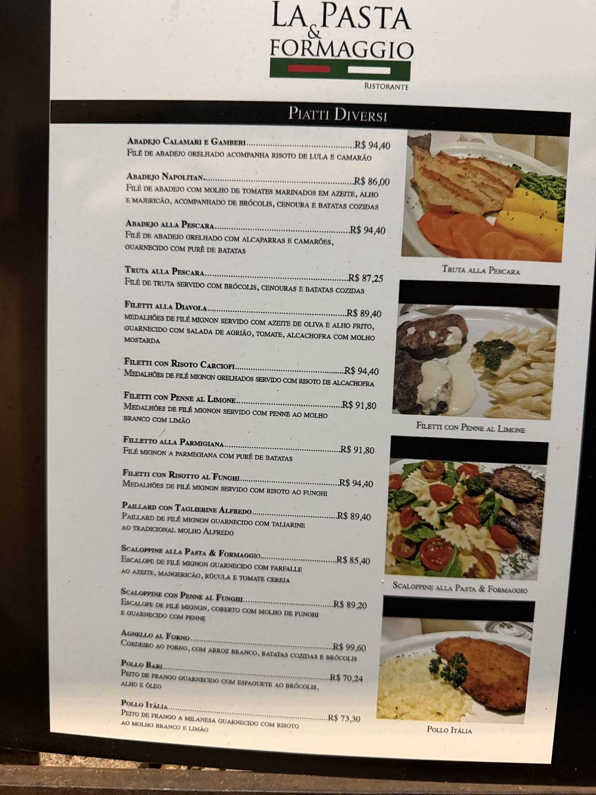 La Pasta & Formaggio Ristorante cardápio