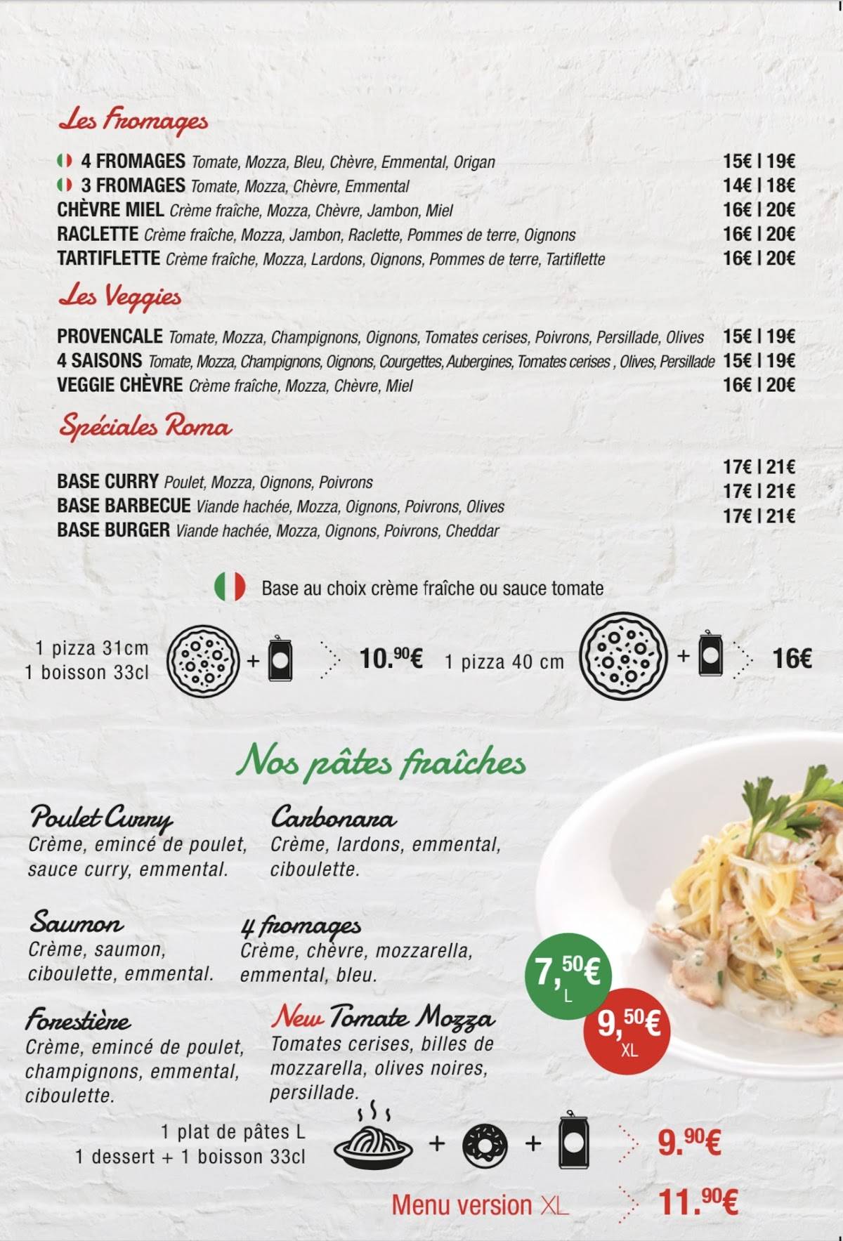 Menu de La Roma Pizza Talence