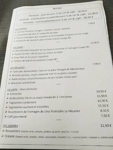 Menu de Restaurant La Rousselière