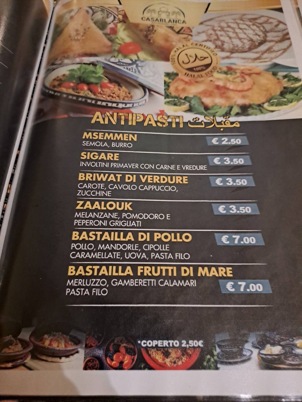 Menu di Ristorante Casablanca 