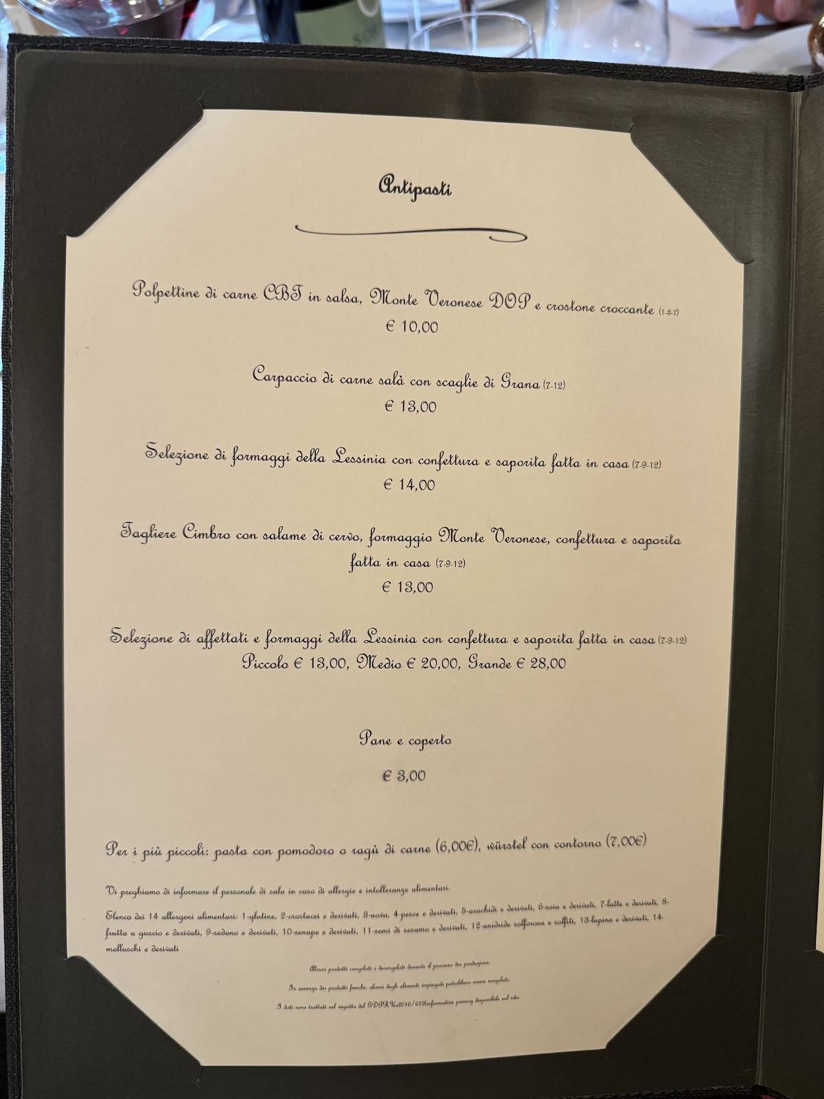Menu di La Stua SNC 