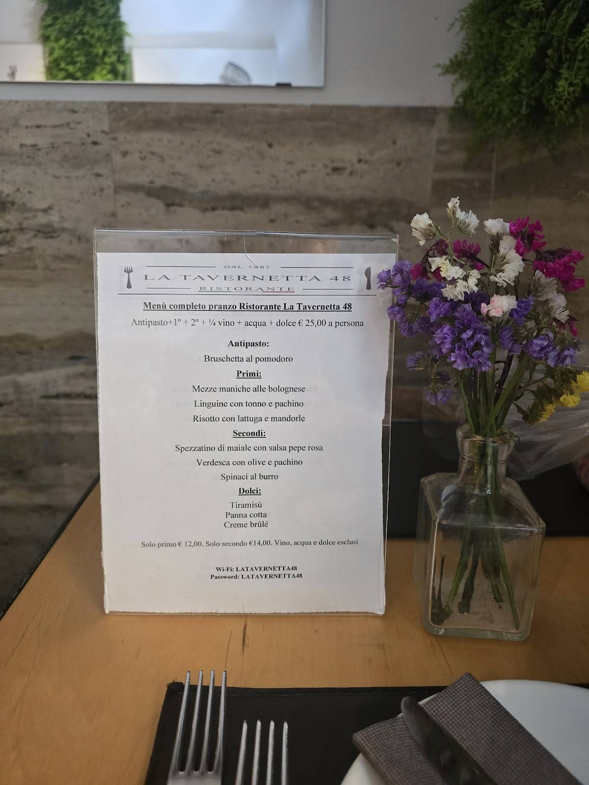 Menu di La Tavernetta 48 