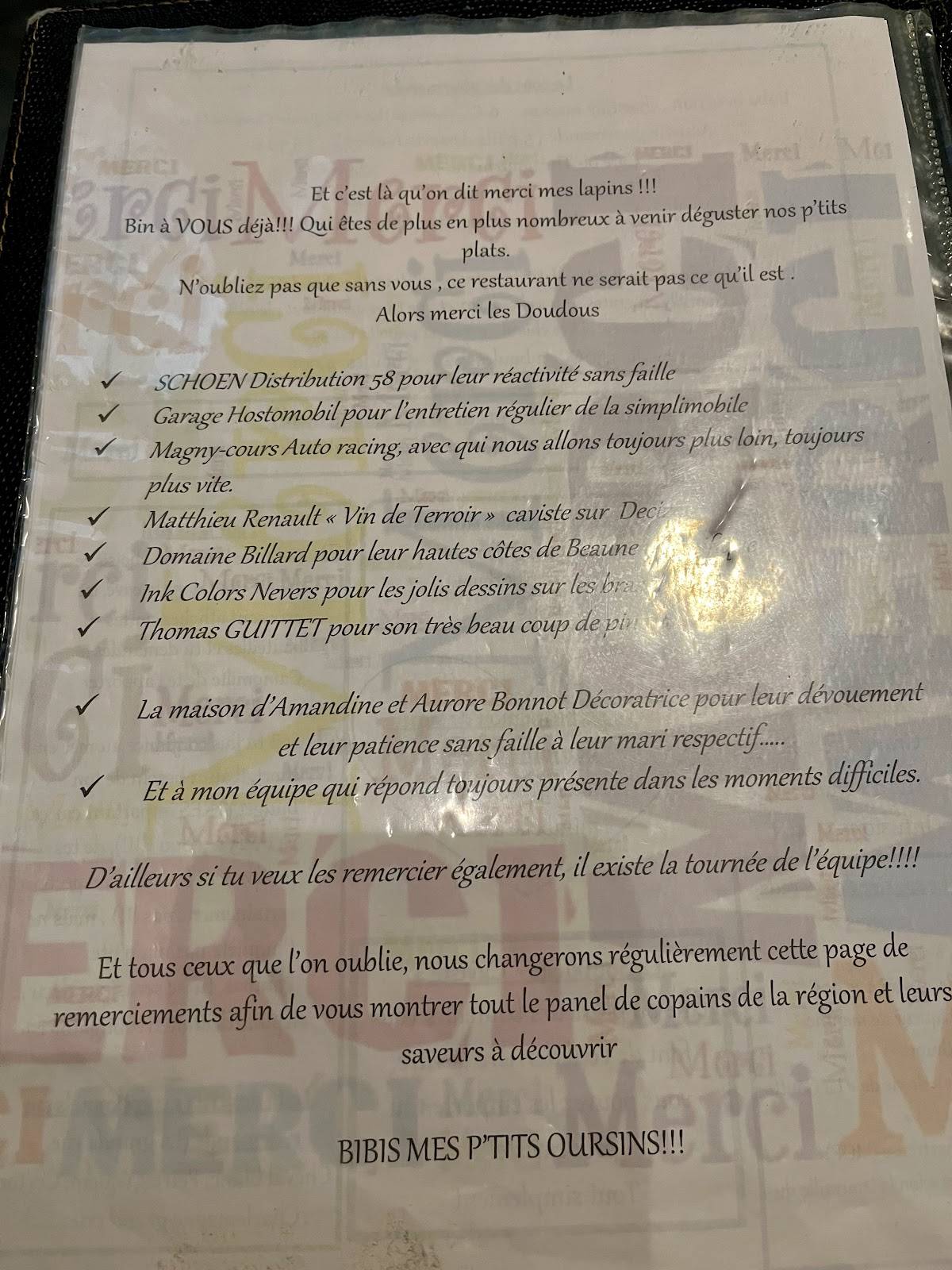 Menu de La Simplicité