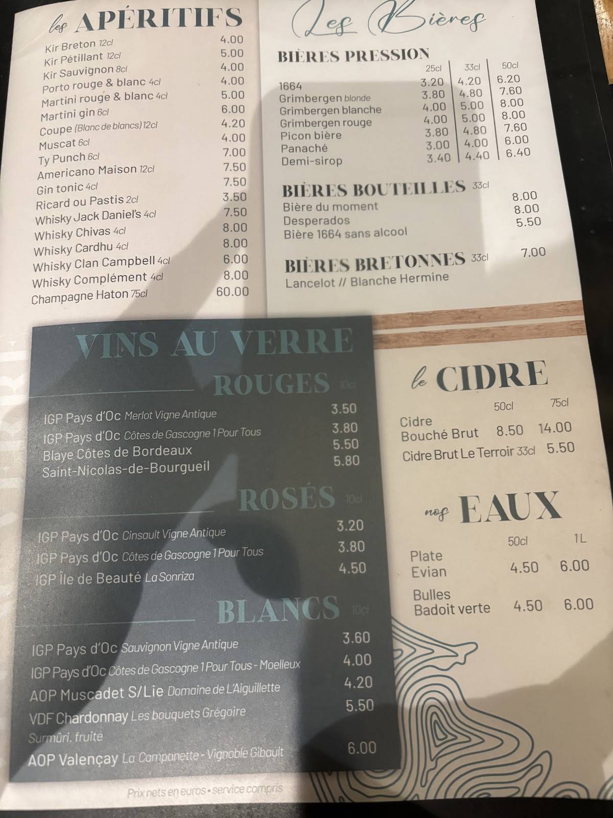 Menu de Restaurant Le Chantier