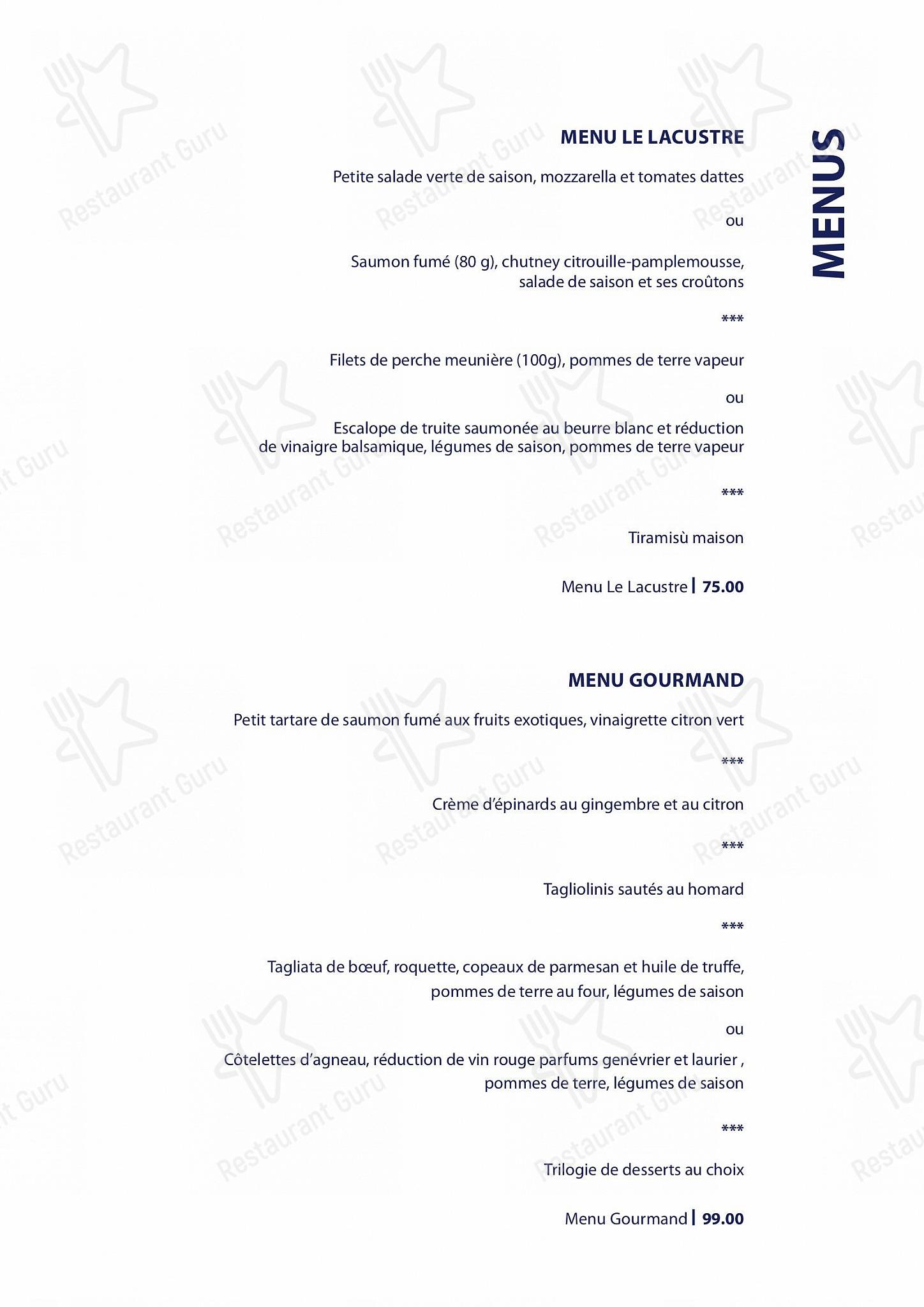 Restaurant Le Lacustre in Ginevra - Menu