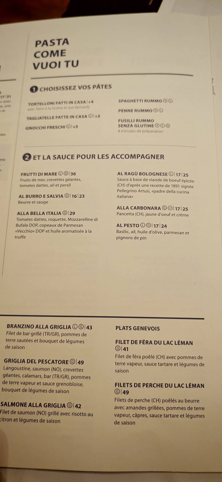 Menu di Restaurant Le Lacustre 