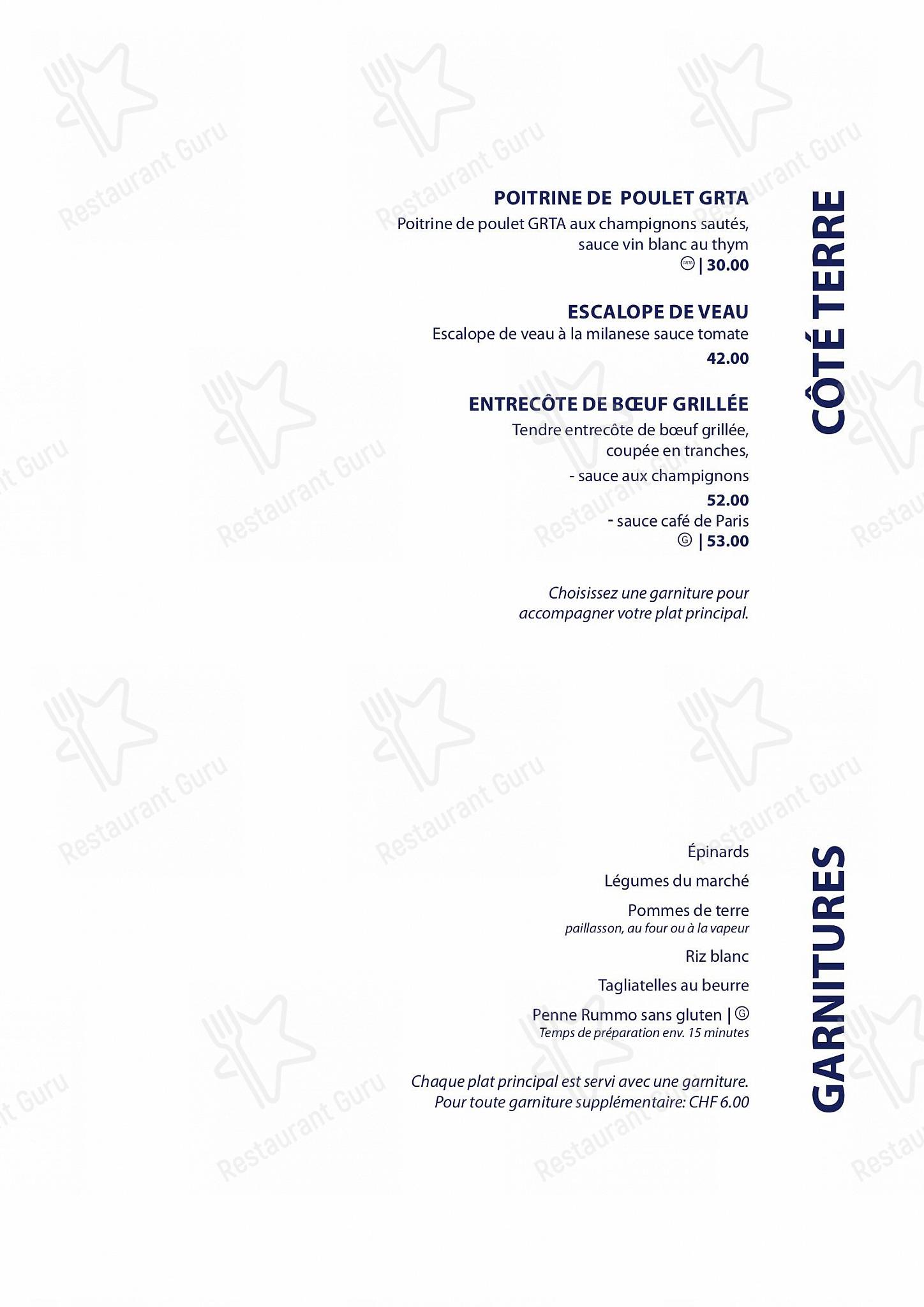 Menu per Restaurant Le Lacustre in Ginevra