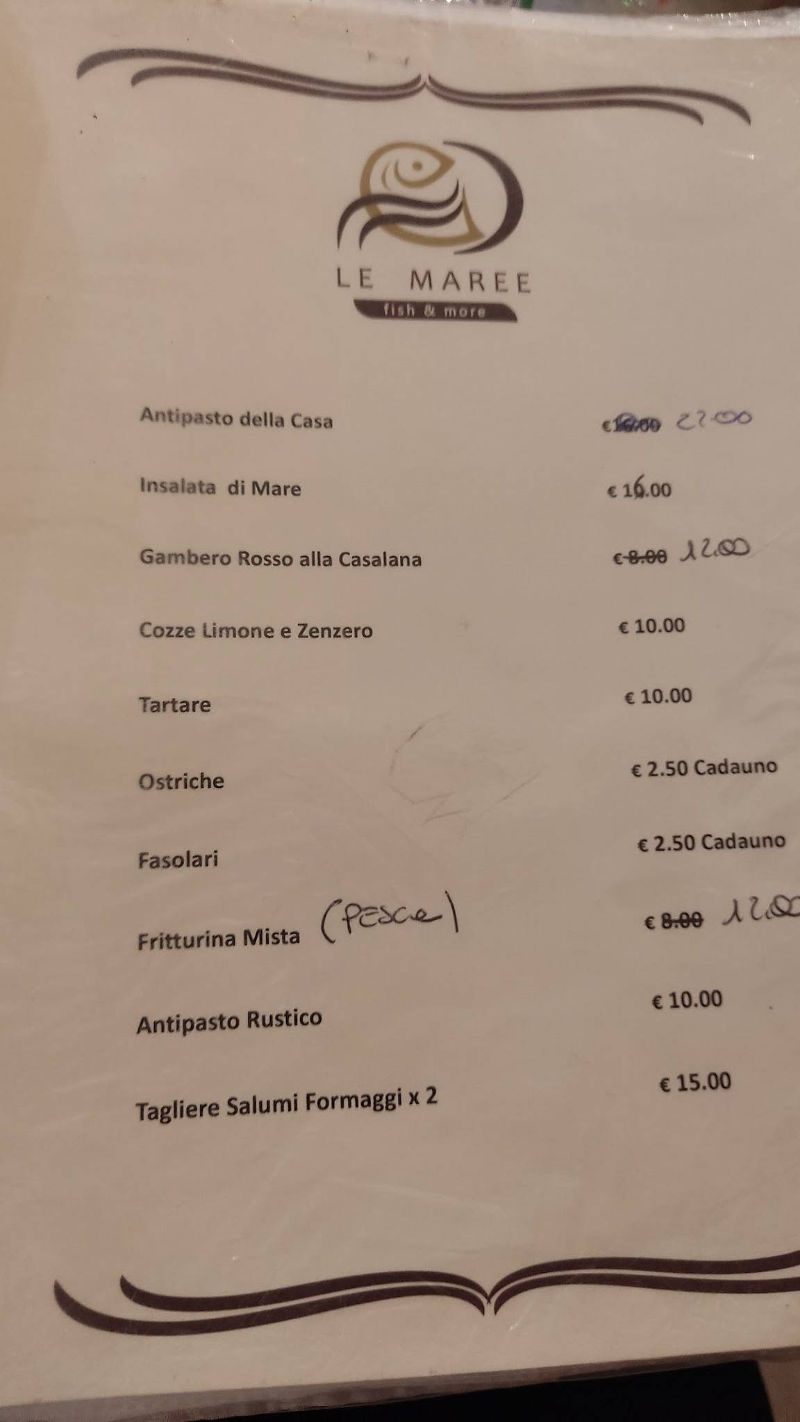 Menu di RISTORANTE LE MAREE 