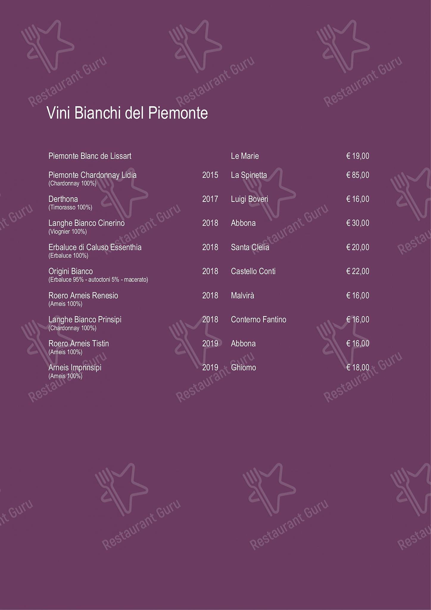 Коктейльная карта per Le Vitel Etonné ristorante