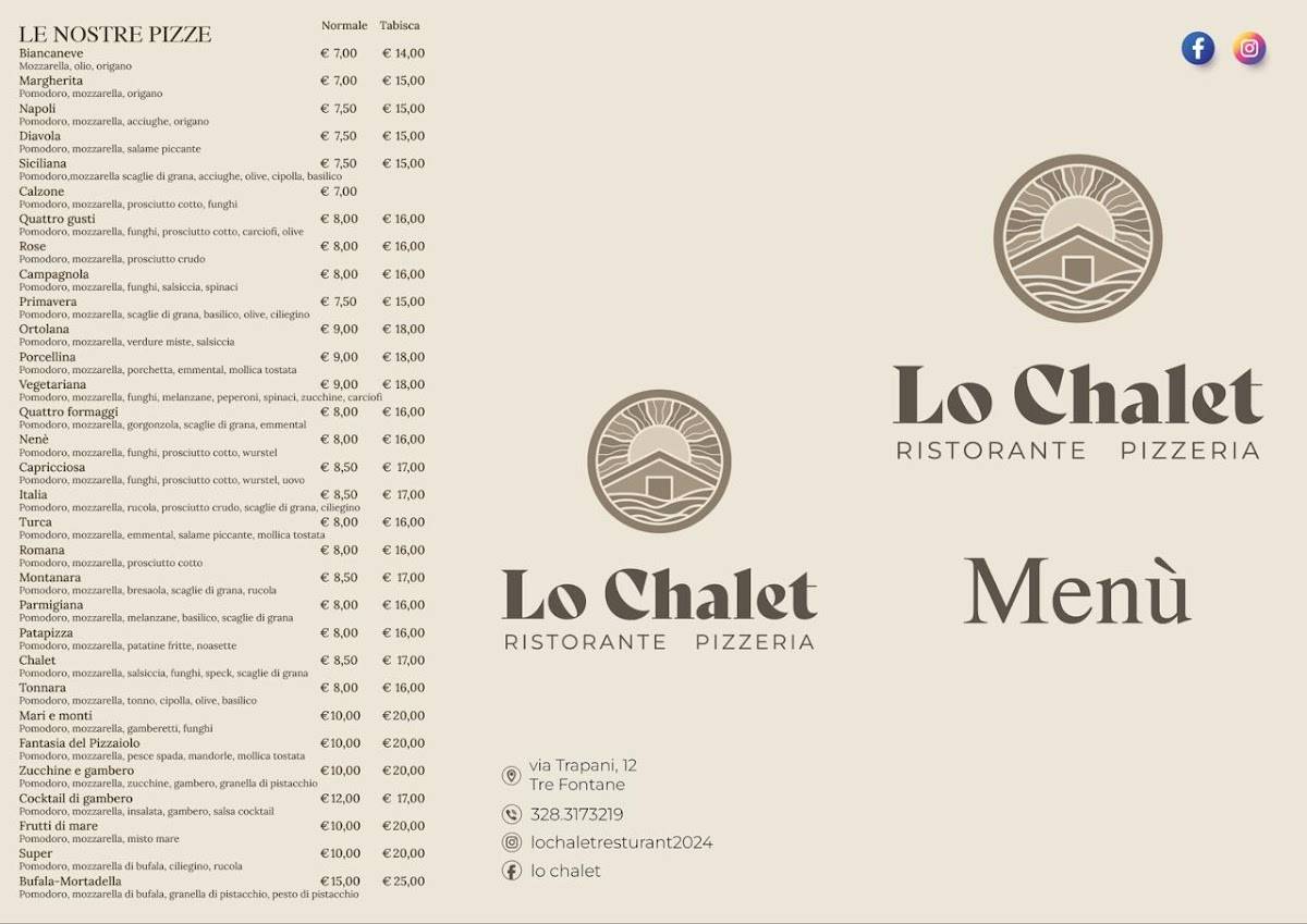 Menu di "Lo chalet" tre fontane 