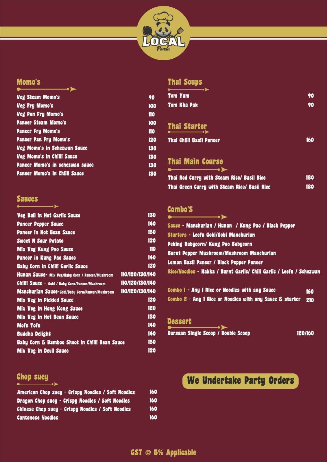 Local Panda menu