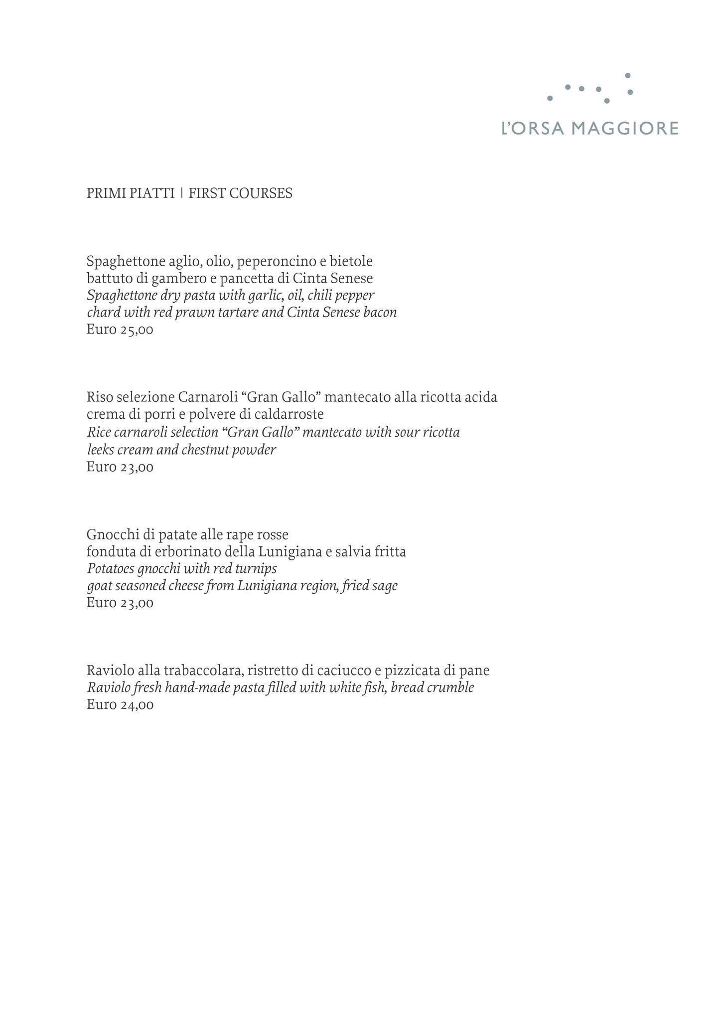 Menu di L'orsa Maggiore 