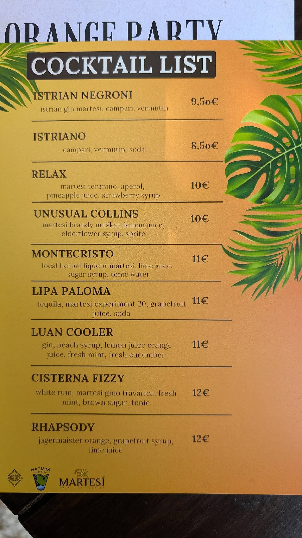 Menu di Luan Beach Bar 