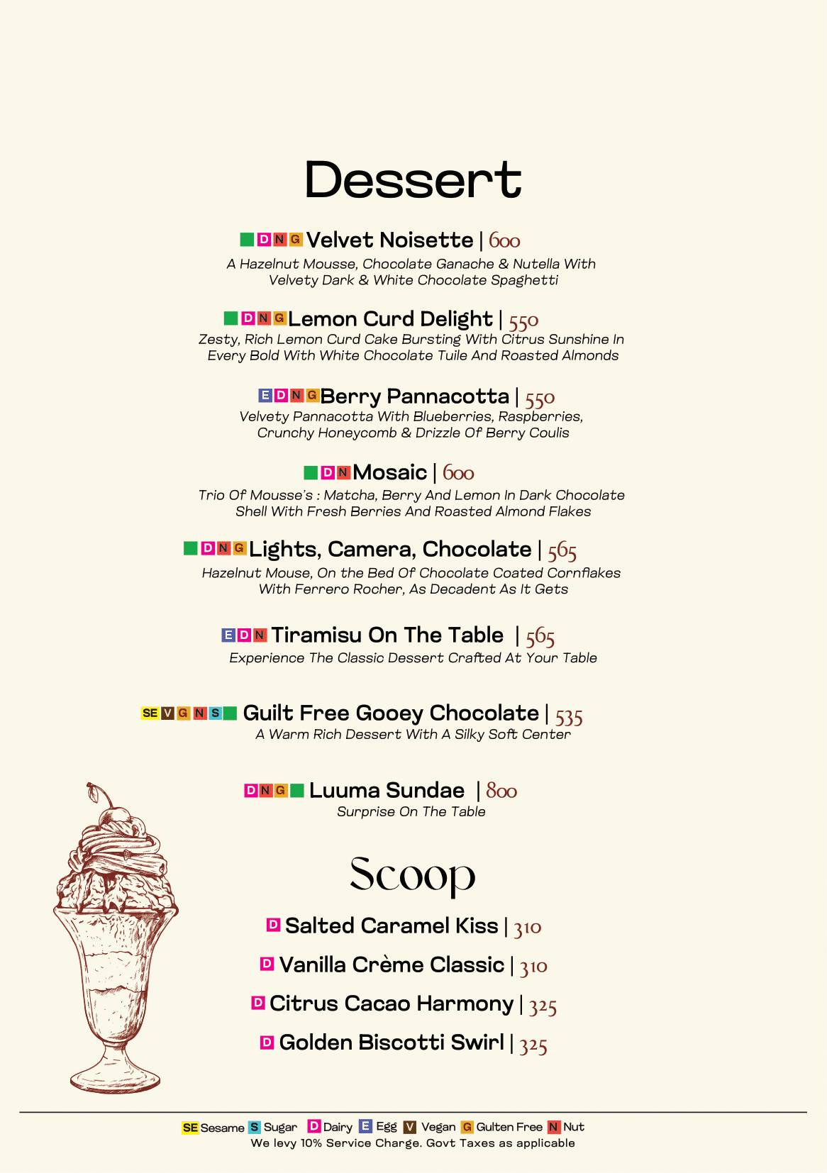 Luuma House menu