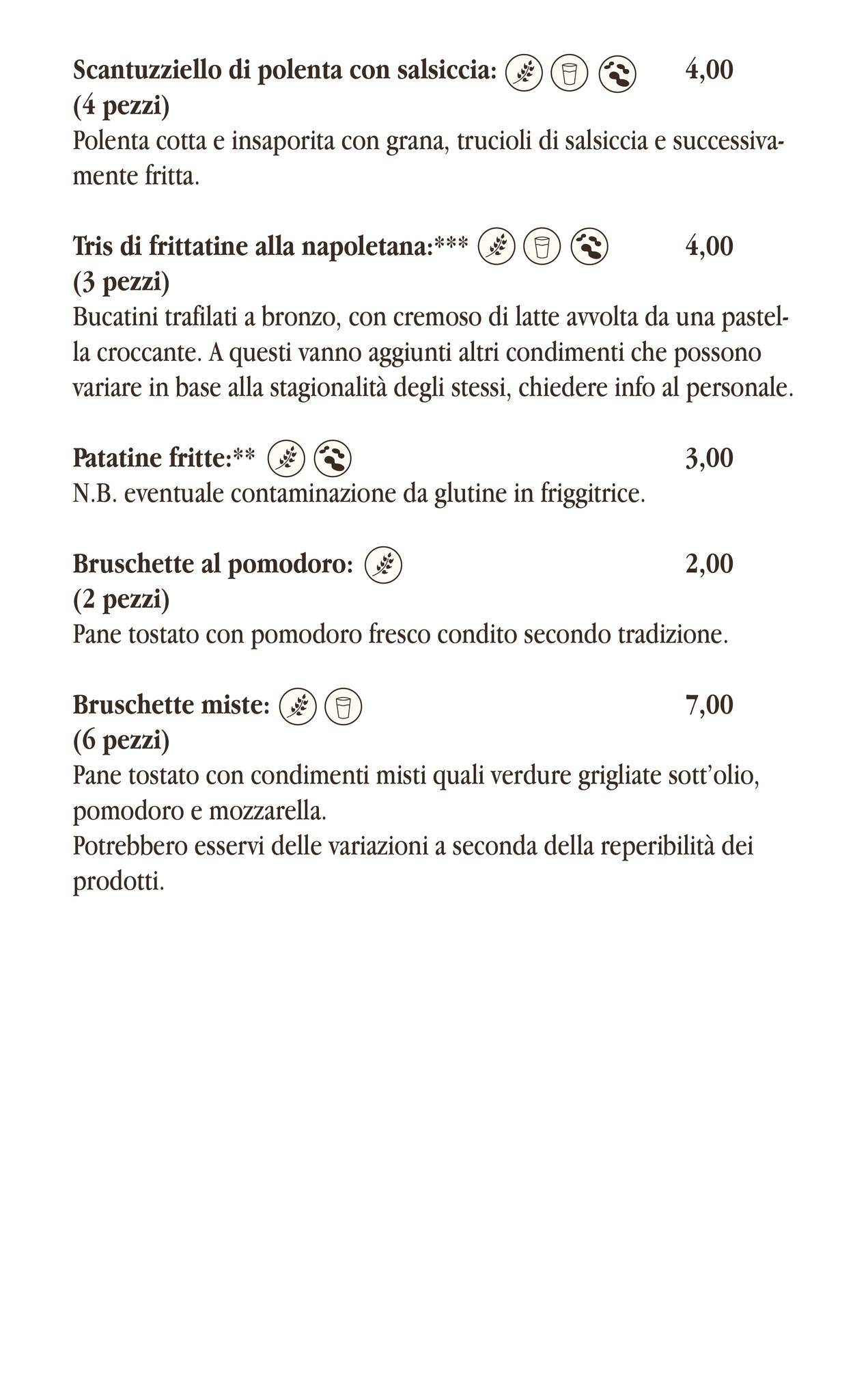 Menu di Magic Garden Tonziello 