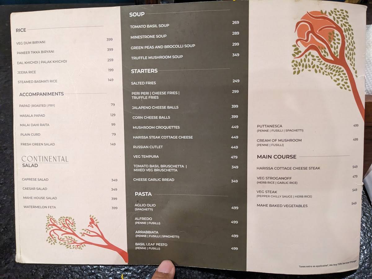 MAHÈ Global Kitchen menu